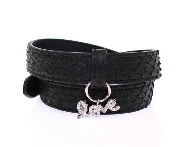 Nialaya Exquisite Black Snakeskin Silver Bracelet - Hilstor