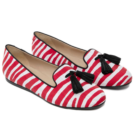 Charles Philip Red Cotton Flat Shoe