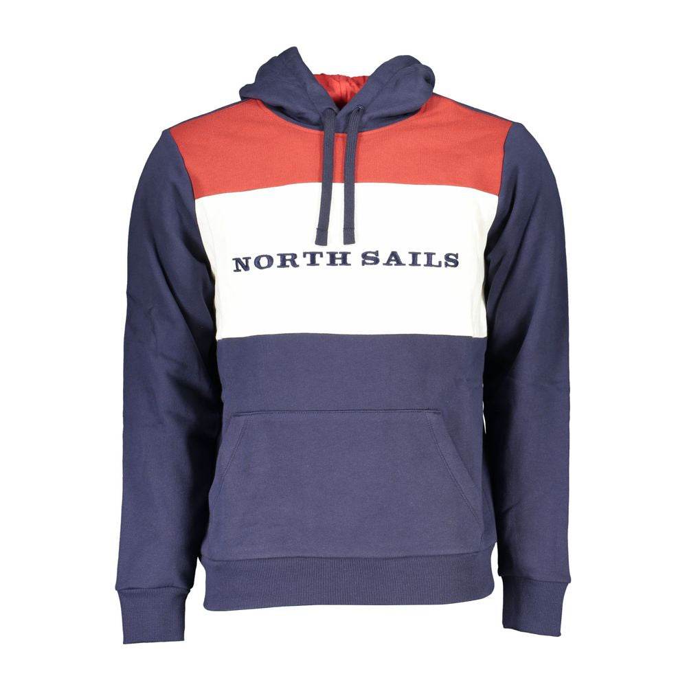 North Sails Blue Cotton Men Sweater with Hood - Hilstor