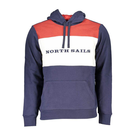 North Sails Blue Cotton Men Sweater with Hood - Hilstor