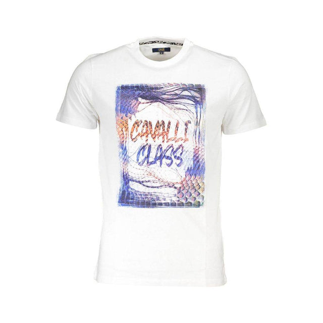Cavalli Class White Cotton Men T-Shirt - Hilstor