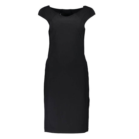 Patrizia Pepe Elegant Black Boat Neck Dress with Wide Straps - Hilstor