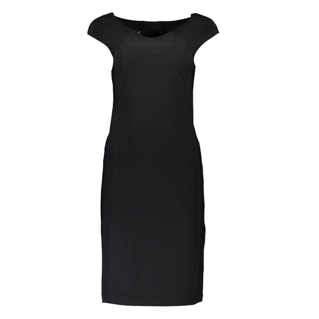 Patrizia Pepe Elegant Black Boat Neck Dress with Wide Straps - Hilstor