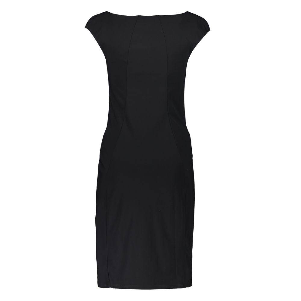 Patrizia Pepe Elegant Black Boat Neck Dress with Wide Straps - Hilstor