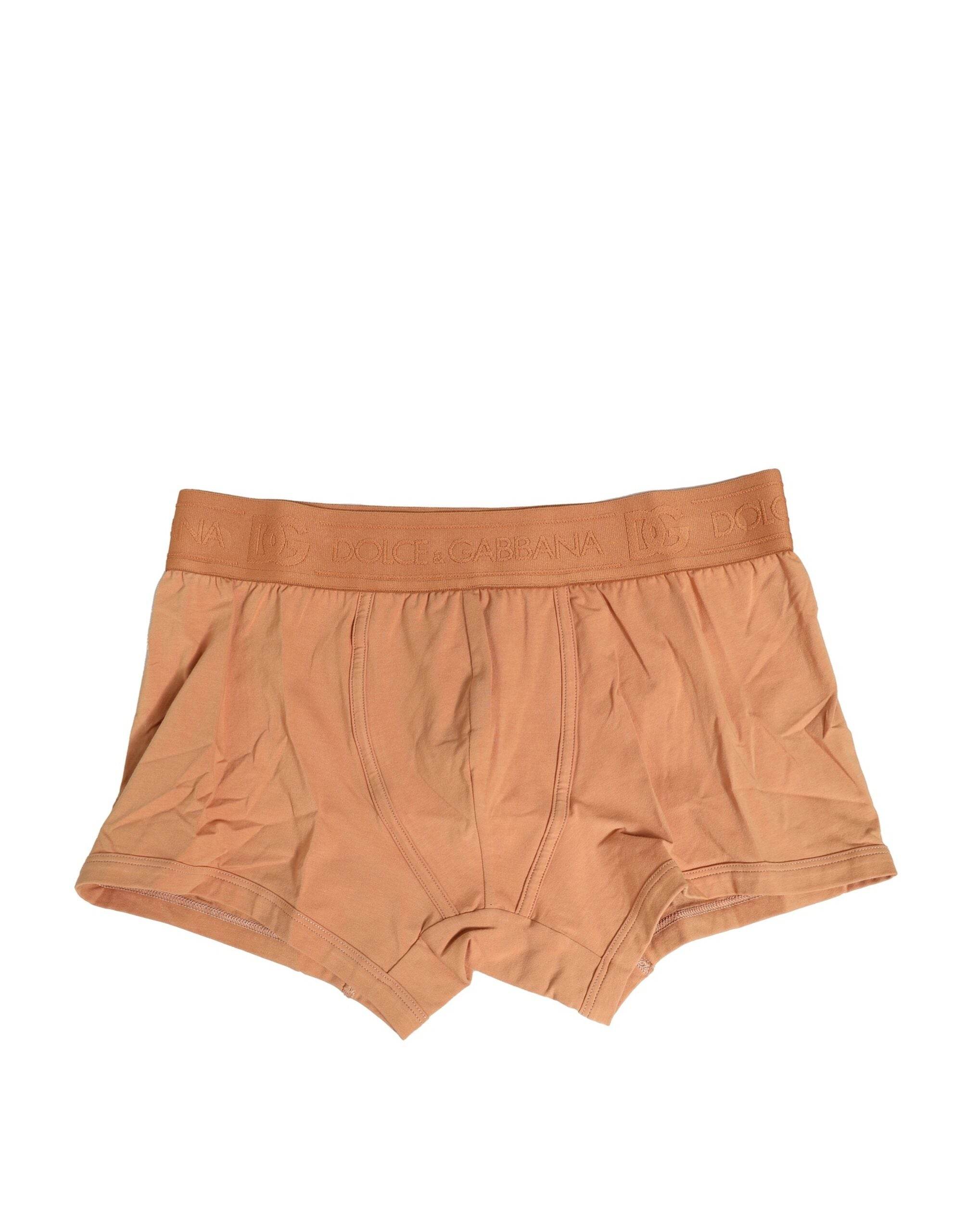 Dolce & Gabbana Brown Cotton Stretch Regular Boxer Underwear - Hilstor