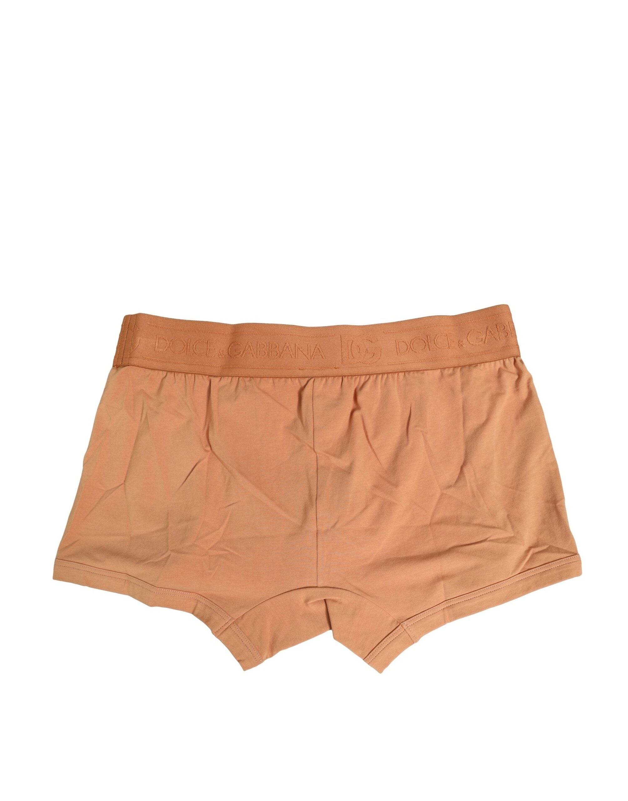 Dolce & Gabbana Brown Cotton Stretch Regular Boxer Underwear - Hilstor