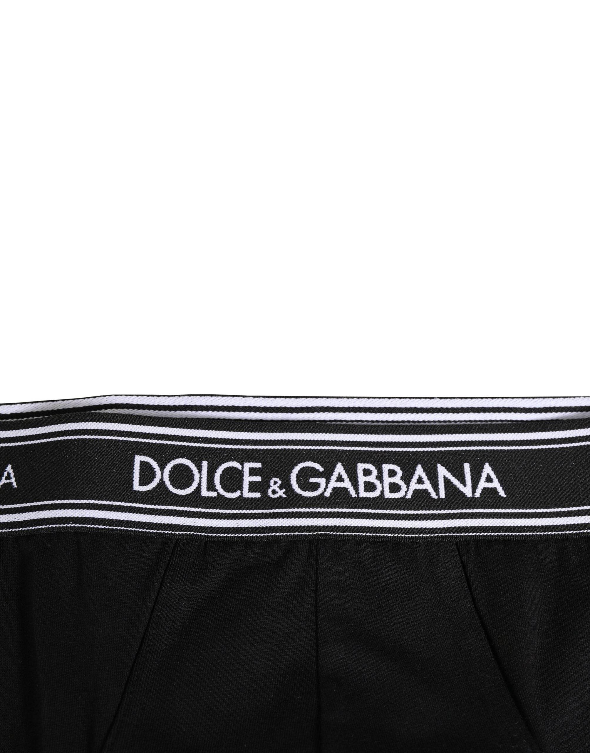 Dolce & Gabbana Black Cotton Stretch Logo Print Brief Underwear - Hilstor