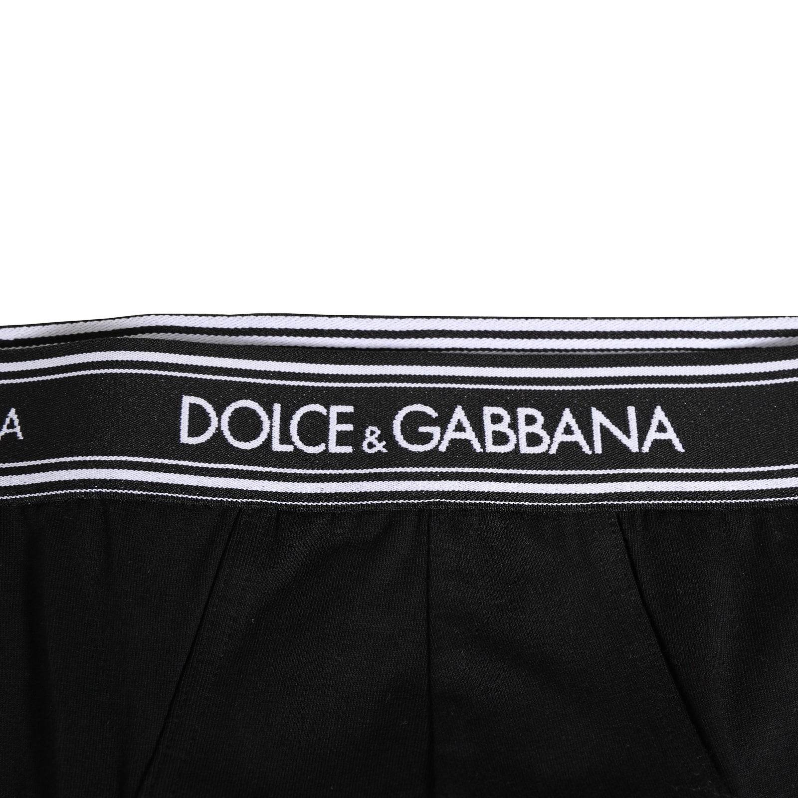 Dolce & Gabbana Black Cotton Stretch Logo Print Brief Underwear - Hilstor