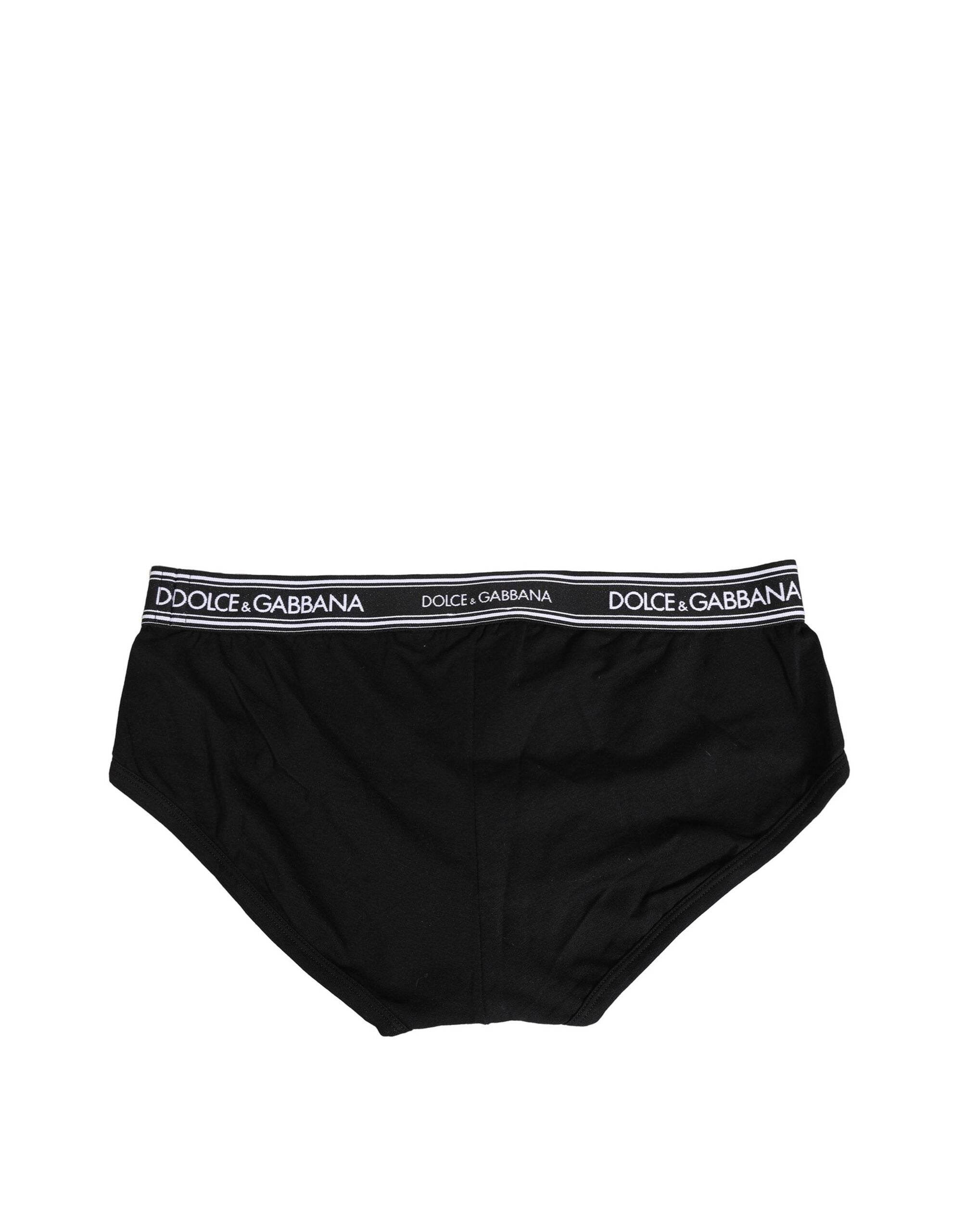 Dolce & Gabbana Black Cotton Stretch Logo Print Brief Underwear - Hilstor