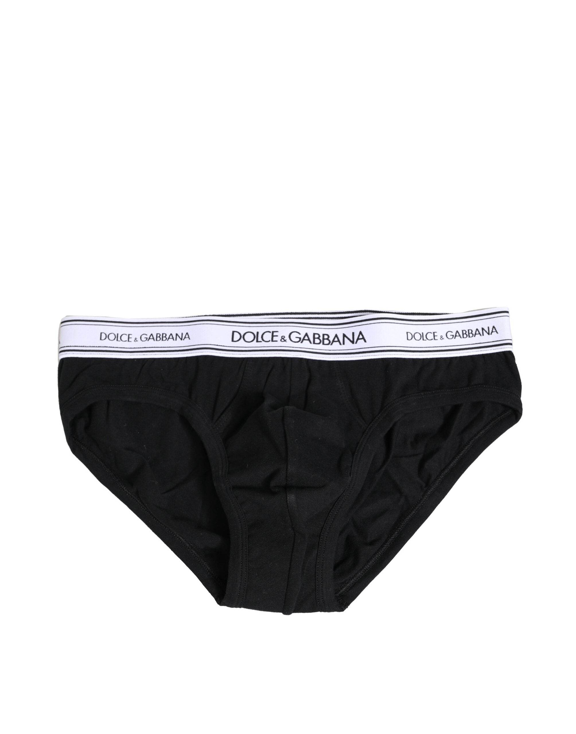 Dolce & Gabbana Black Cotton Stretch Regular Brief Underwear - Hilstor