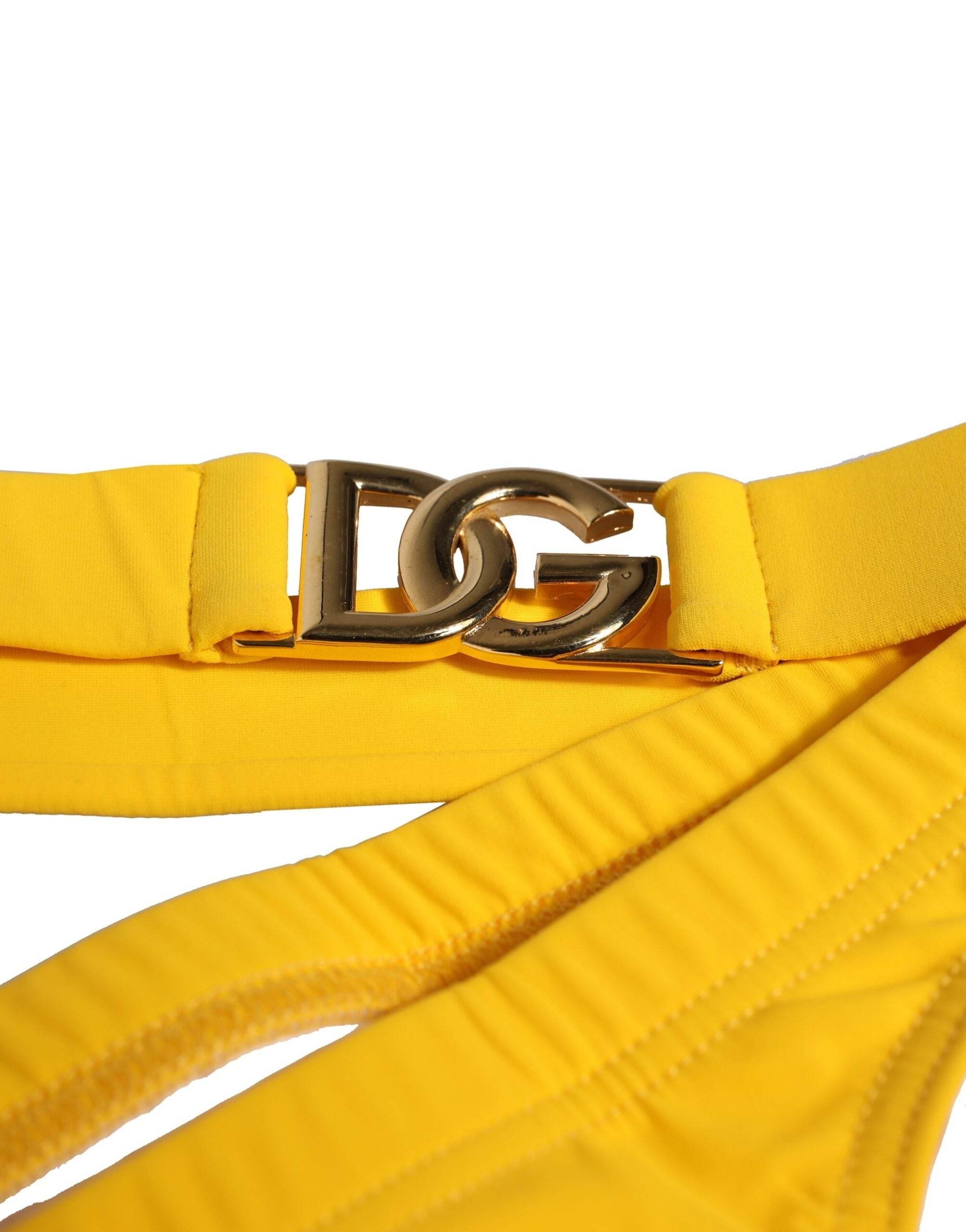 Dolce & Gabbana Yellow Waistband Logo Beachwear Brief Swimwear - Hilstor