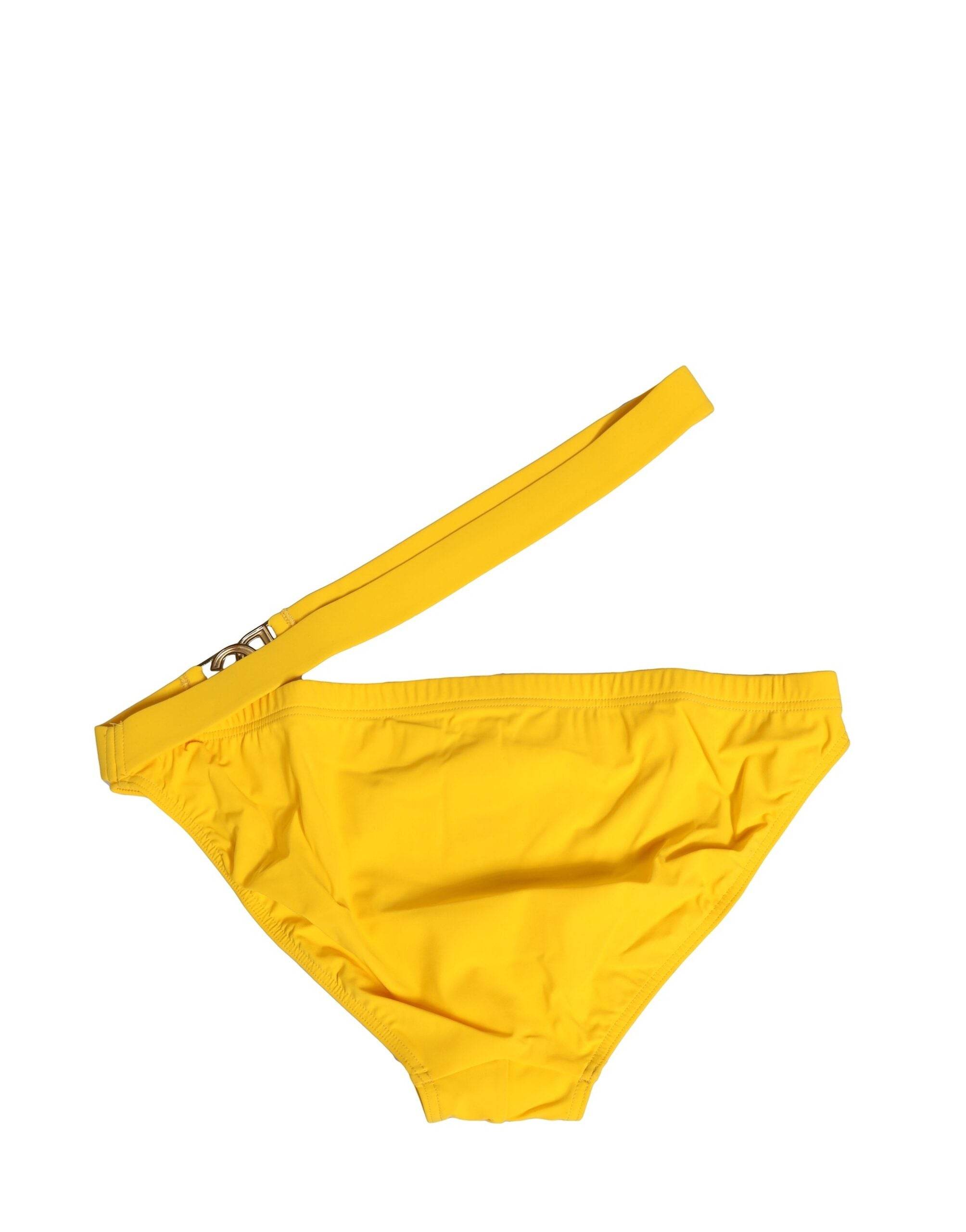 Dolce & Gabbana Yellow Waistband Logo Beachwear Brief Swimwear - Hilstor