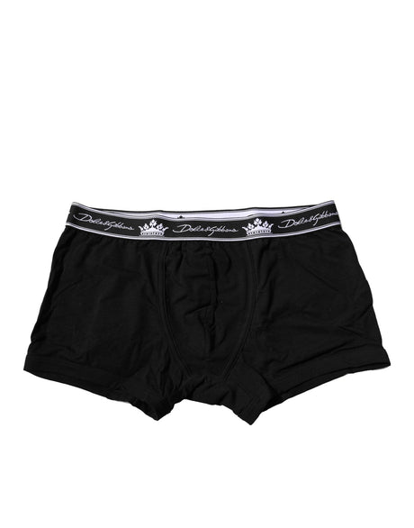 Dolce & Gabbana Black Cotton Stretch Regular Boxer Underwear - Hilstor
