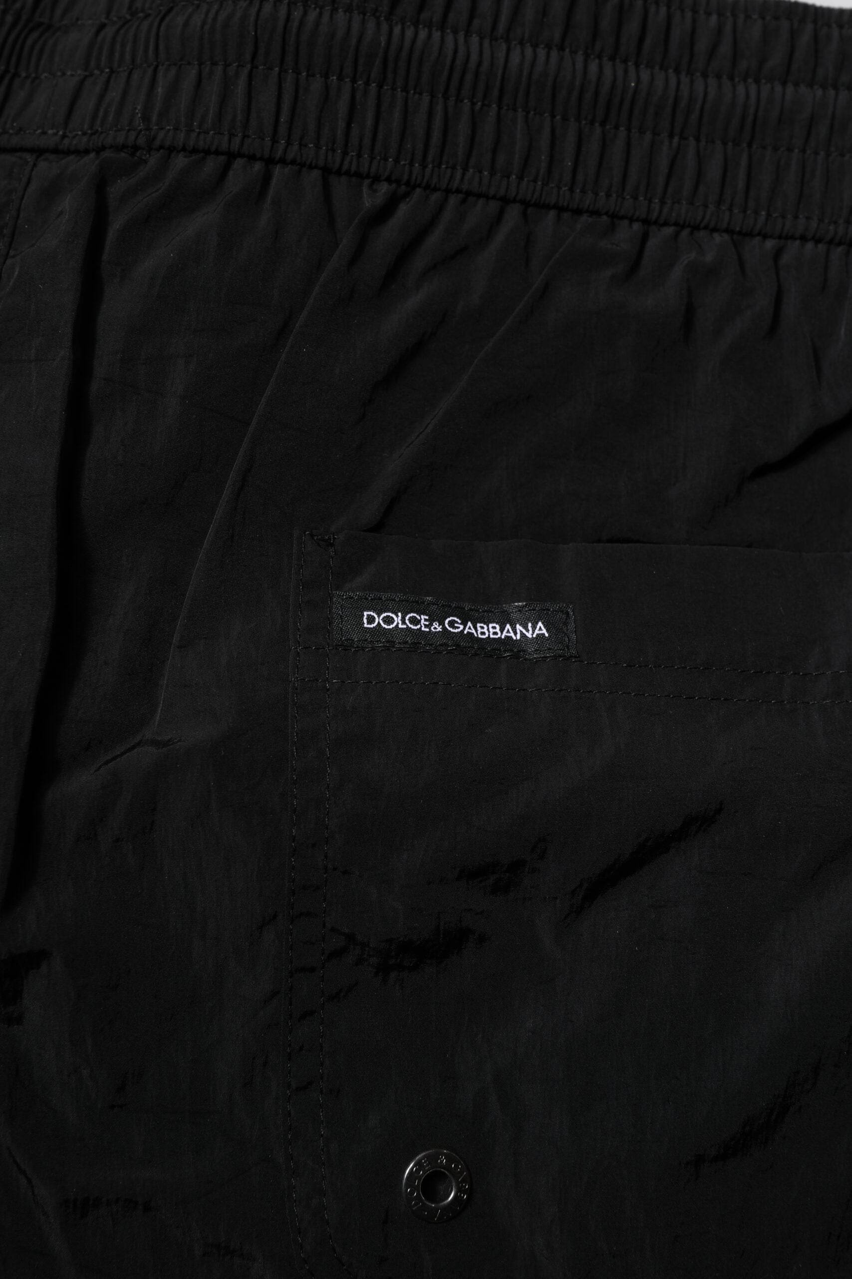 Dolce & Gabbana Black Polyester Beachwear Men Shorts Swimwear - Hilstor