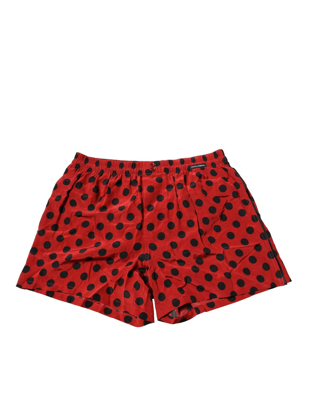 Dolce & Gabbana Red Silk Polka Dot Boxer Shorts Underwear - Hilstor