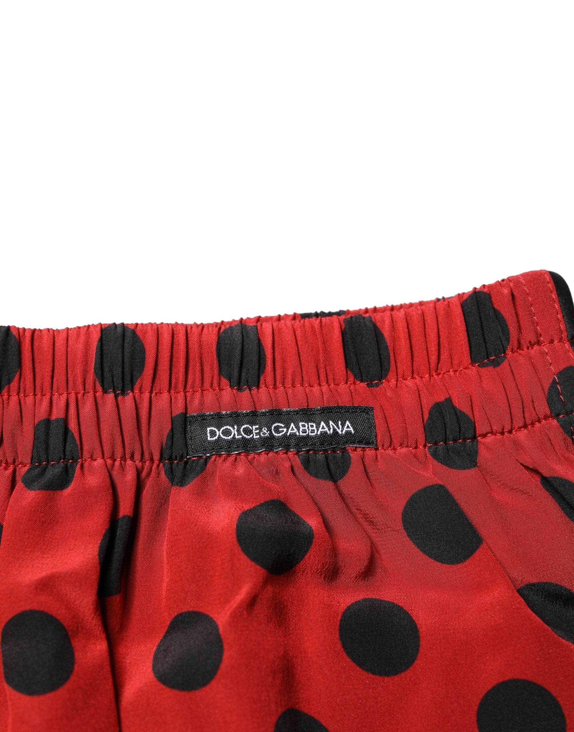 Dolce & Gabbana Red Silk Polka Dot Boxer Shorts Underwear - Hilstor