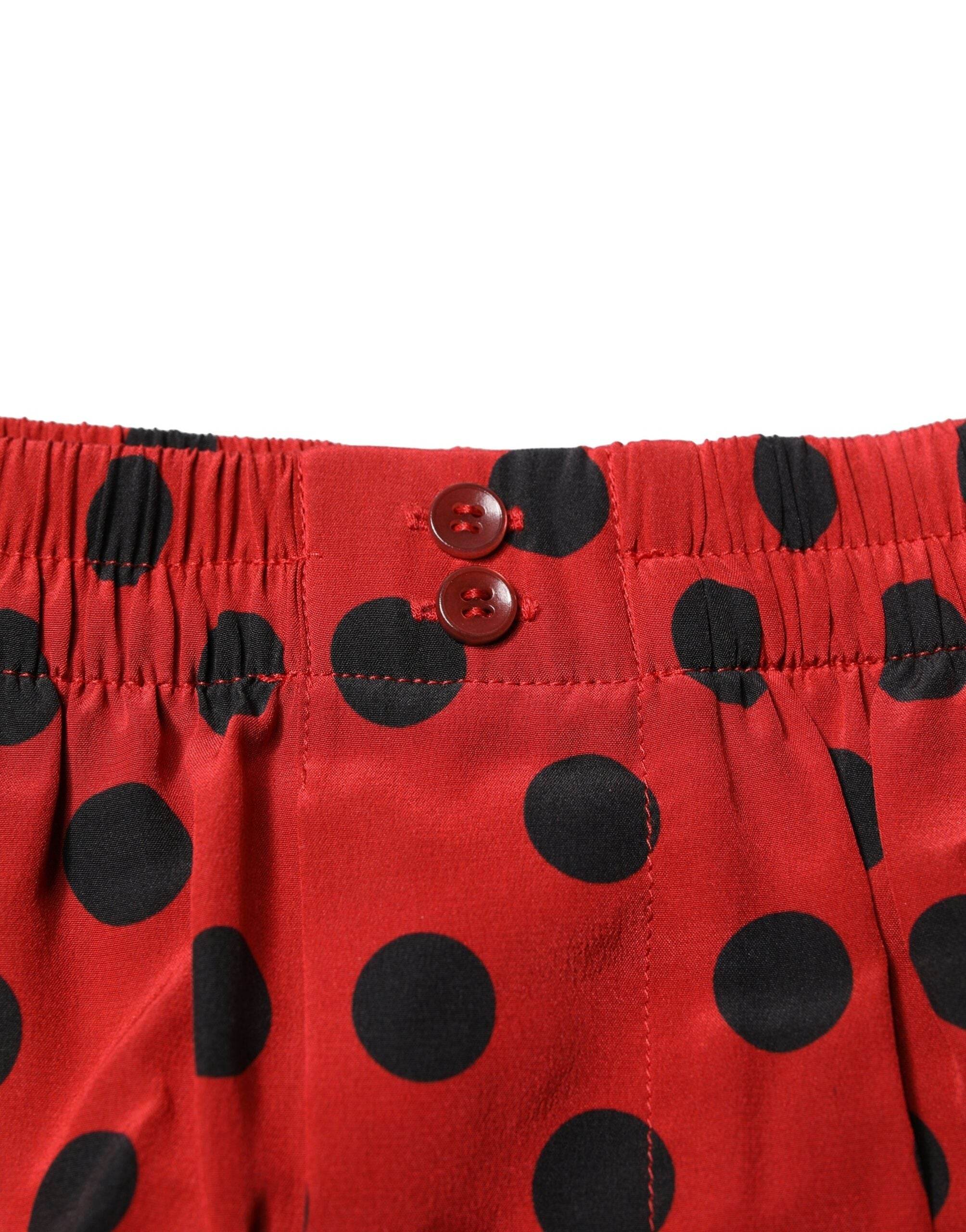 Dolce & Gabbana Red Silk Polka Dot Boxer Shorts Underwear - Hilstor