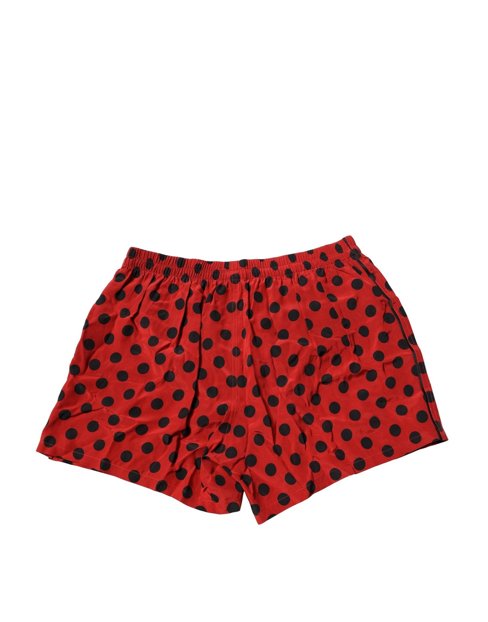 Dolce & Gabbana Red Silk Polka Dot Boxer Shorts Underwear - Hilstor