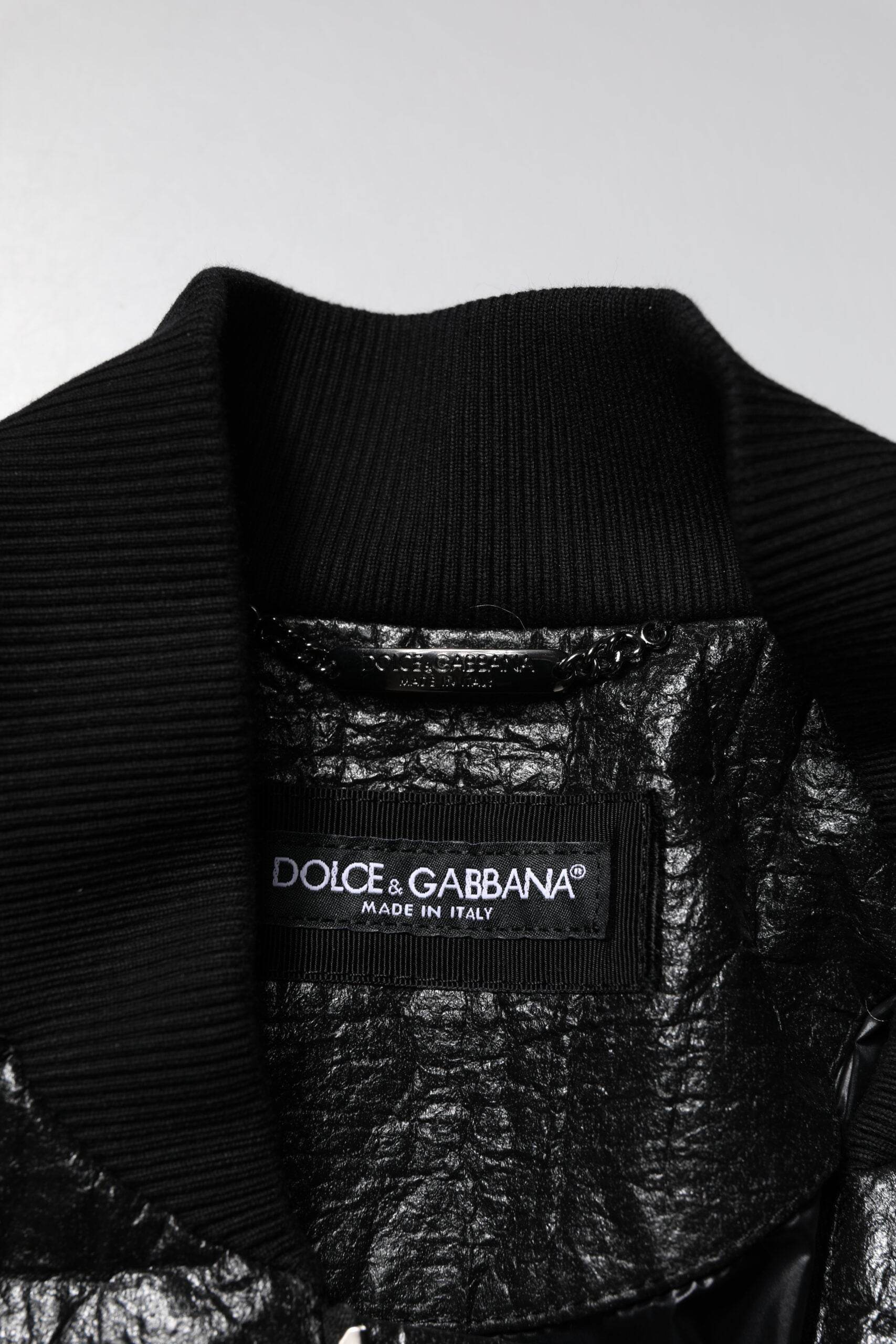 Dolce & Gabbana Black Logo Plaque Bomber Full Zipper Jacket - Hilstor