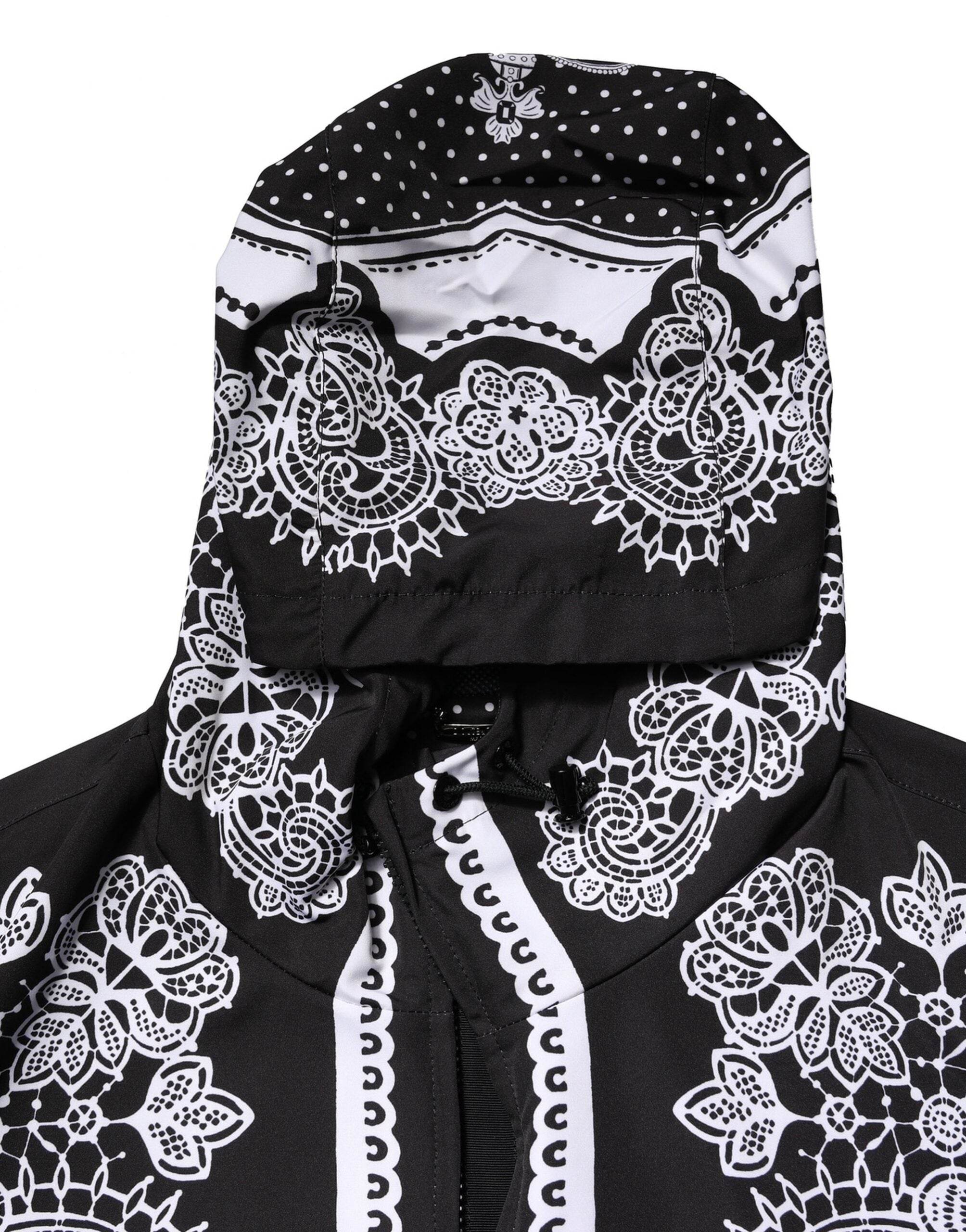 Dolce & Gabbana Black Bandana Print Hooded Bomber Jacket - Hilstor