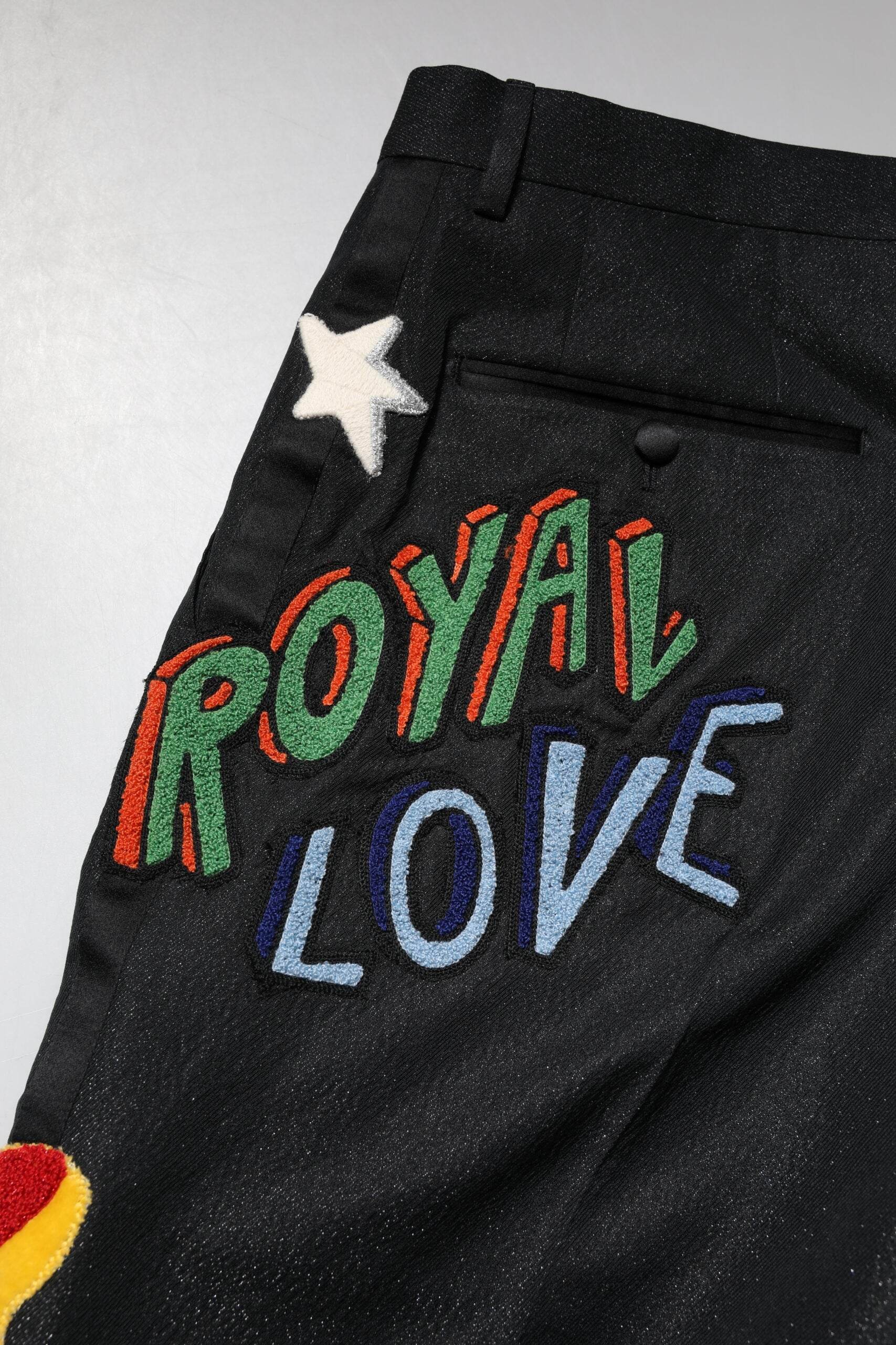 Dolce & Gabbana Black Graphic Embroidery Men Pants - Hilstor