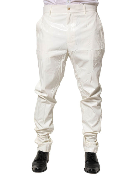 Dolce & Gabbana White Nylon Tapered Dress Men Pants - Hilstor