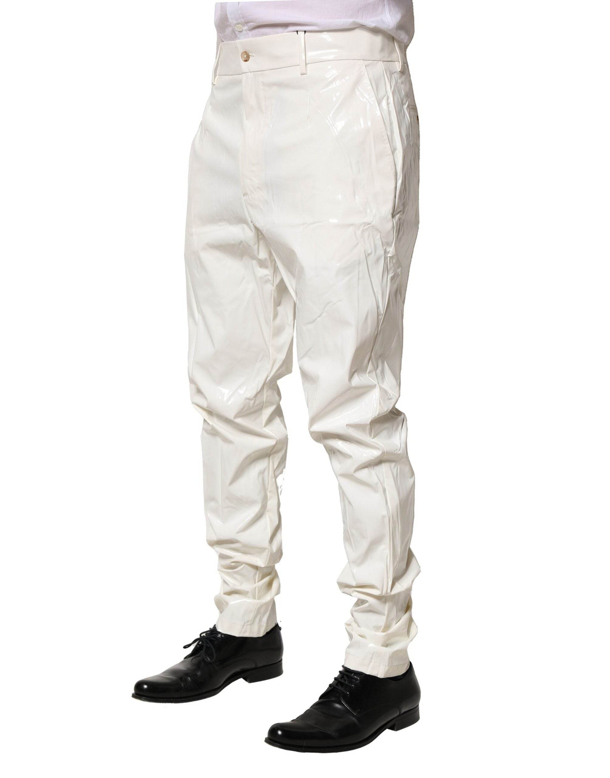Dolce & Gabbana White Nylon Tapered Dress Men Pants - Hilstor