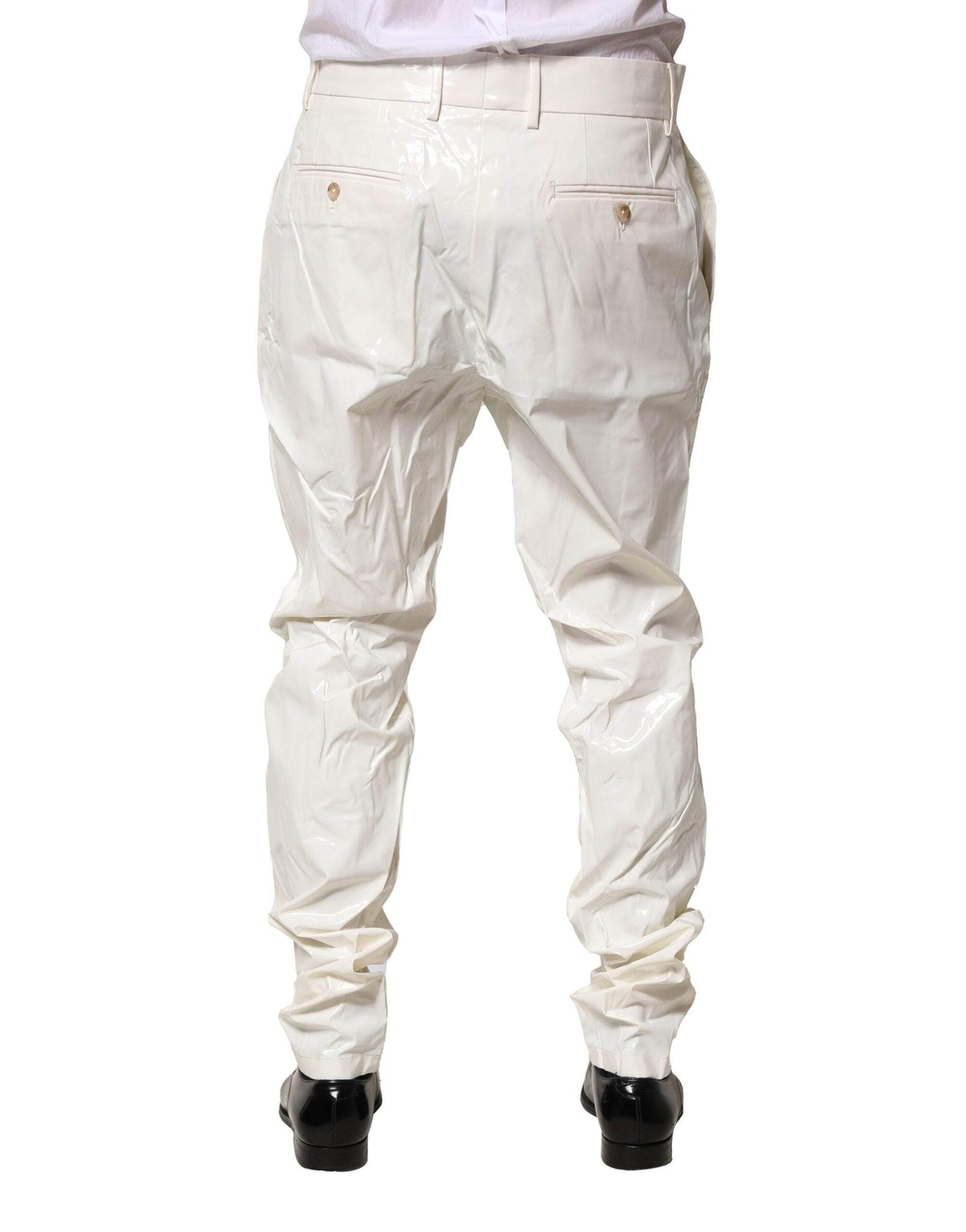 Dolce & Gabbana White Nylon Tapered Dress Men Pants - Hilstor