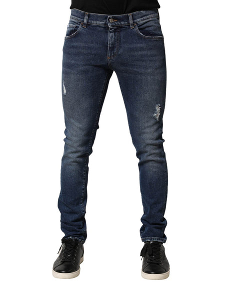 Dolce & Gabbana Blue Washed Skinny Cotton Denim Jeans - Hilstor