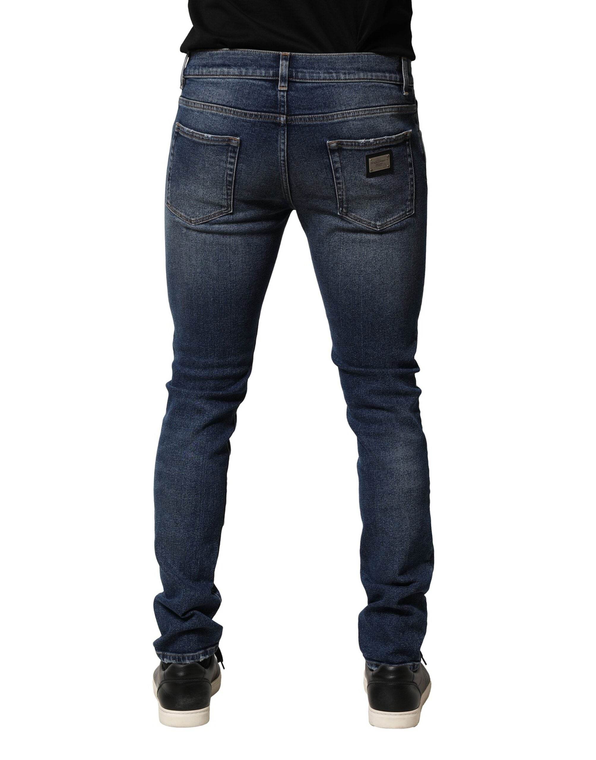 Dolce & Gabbana Blue Washed Skinny Cotton Denim Jeans - Hilstor