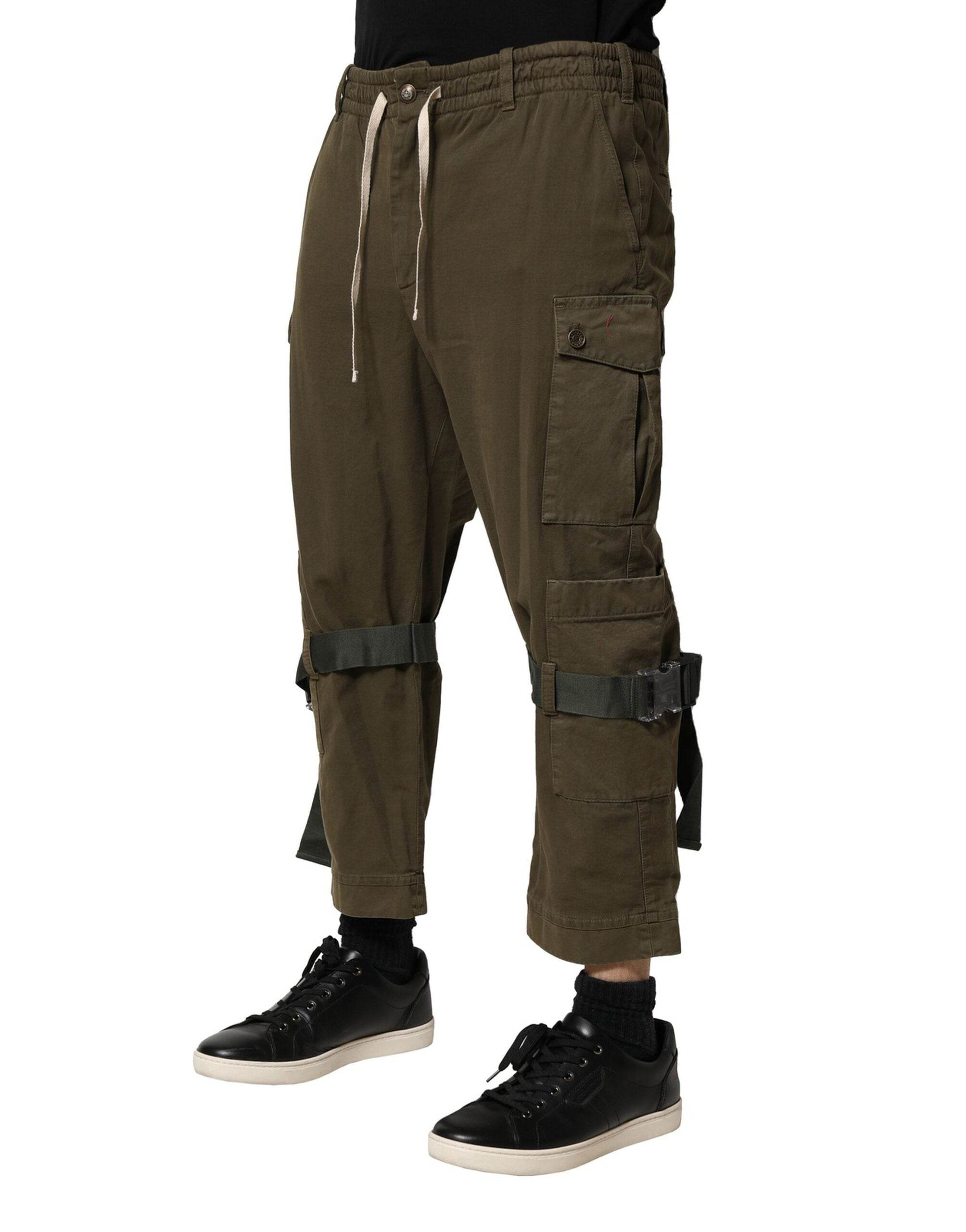 Dolce & Gabbana Brown Cotton Cargo Drawstring Pants - Hilstor