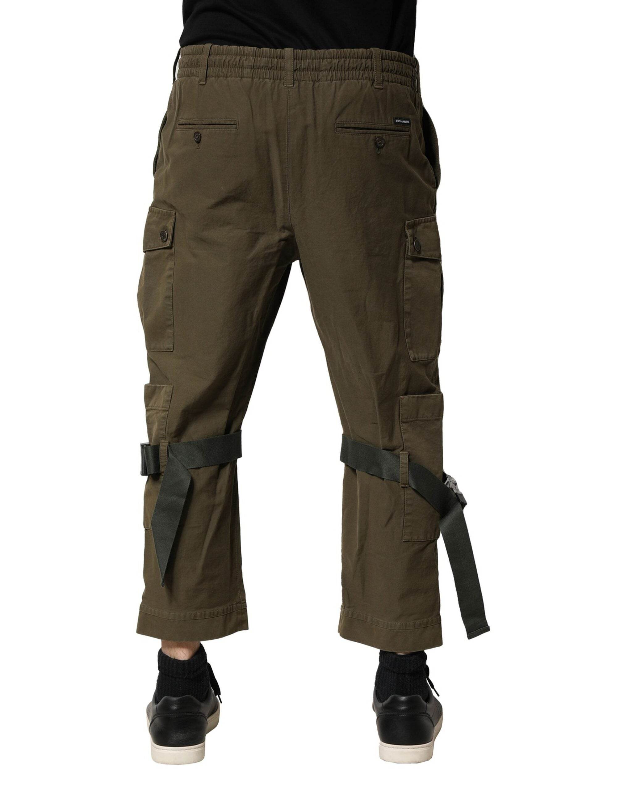 Dolce & Gabbana Brown Cotton Cargo Drawstring Pants - Hilstor