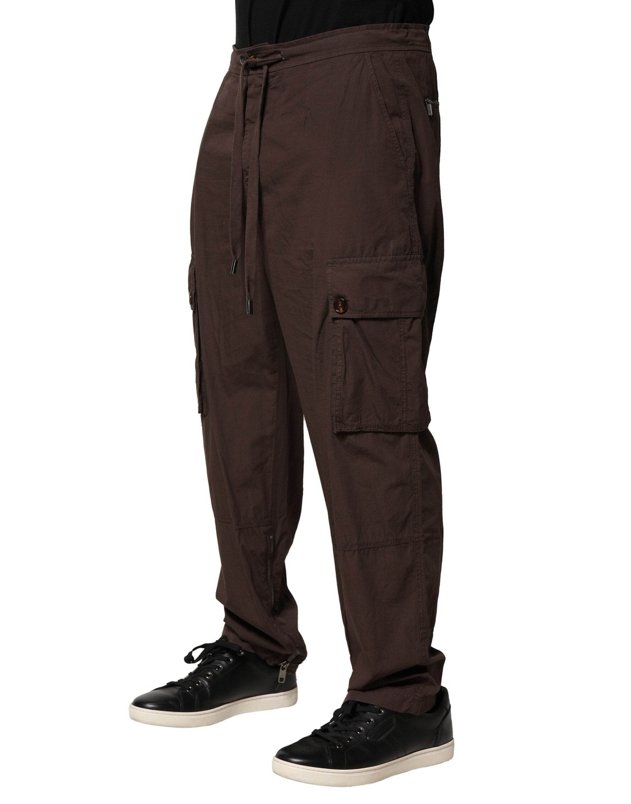 Dolce & Gabbana Brown Cotton Cargo Jogger Men Pants - Hilstor