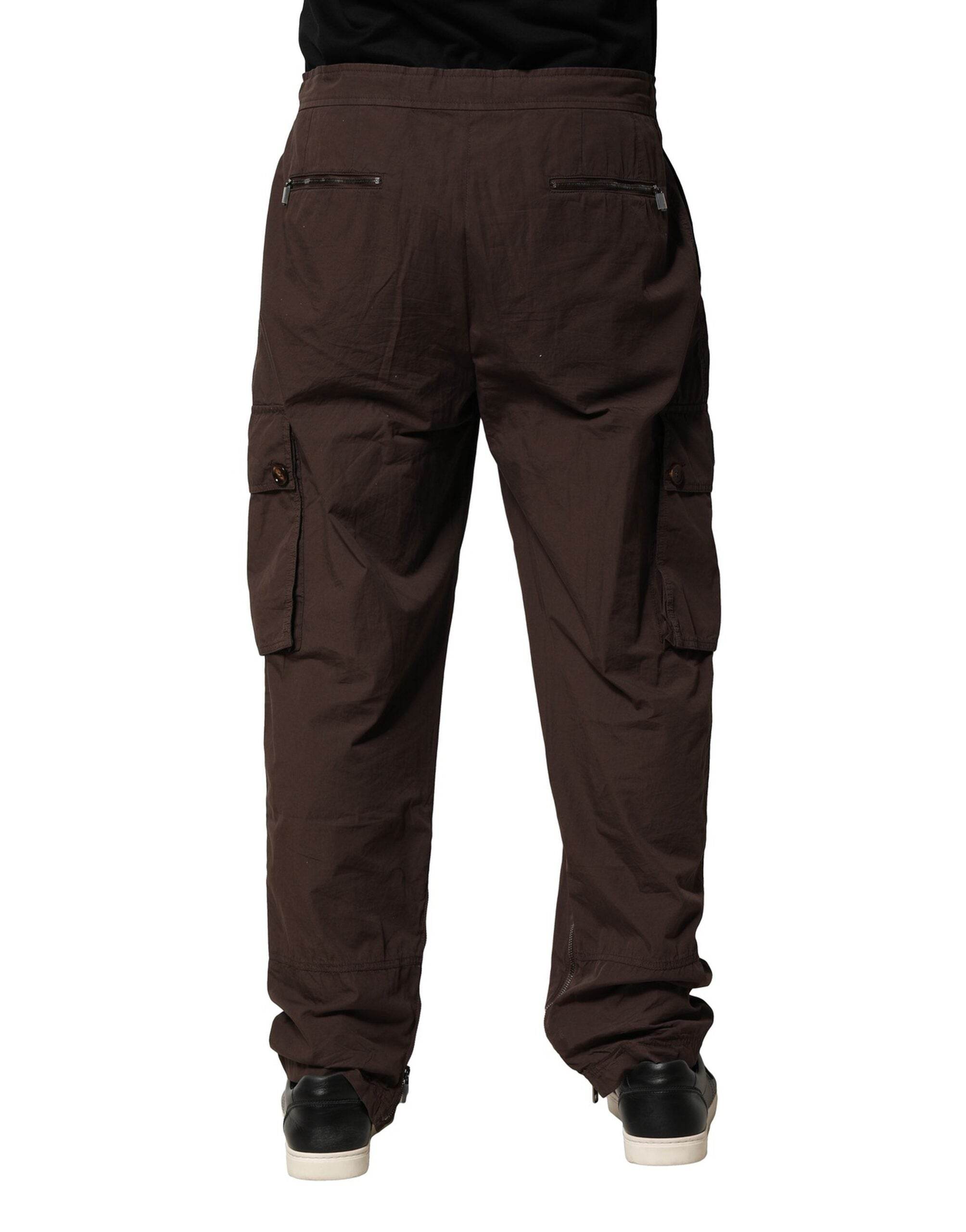 Dolce & Gabbana Brown Cotton Cargo Jogger Men Pants - Hilstor