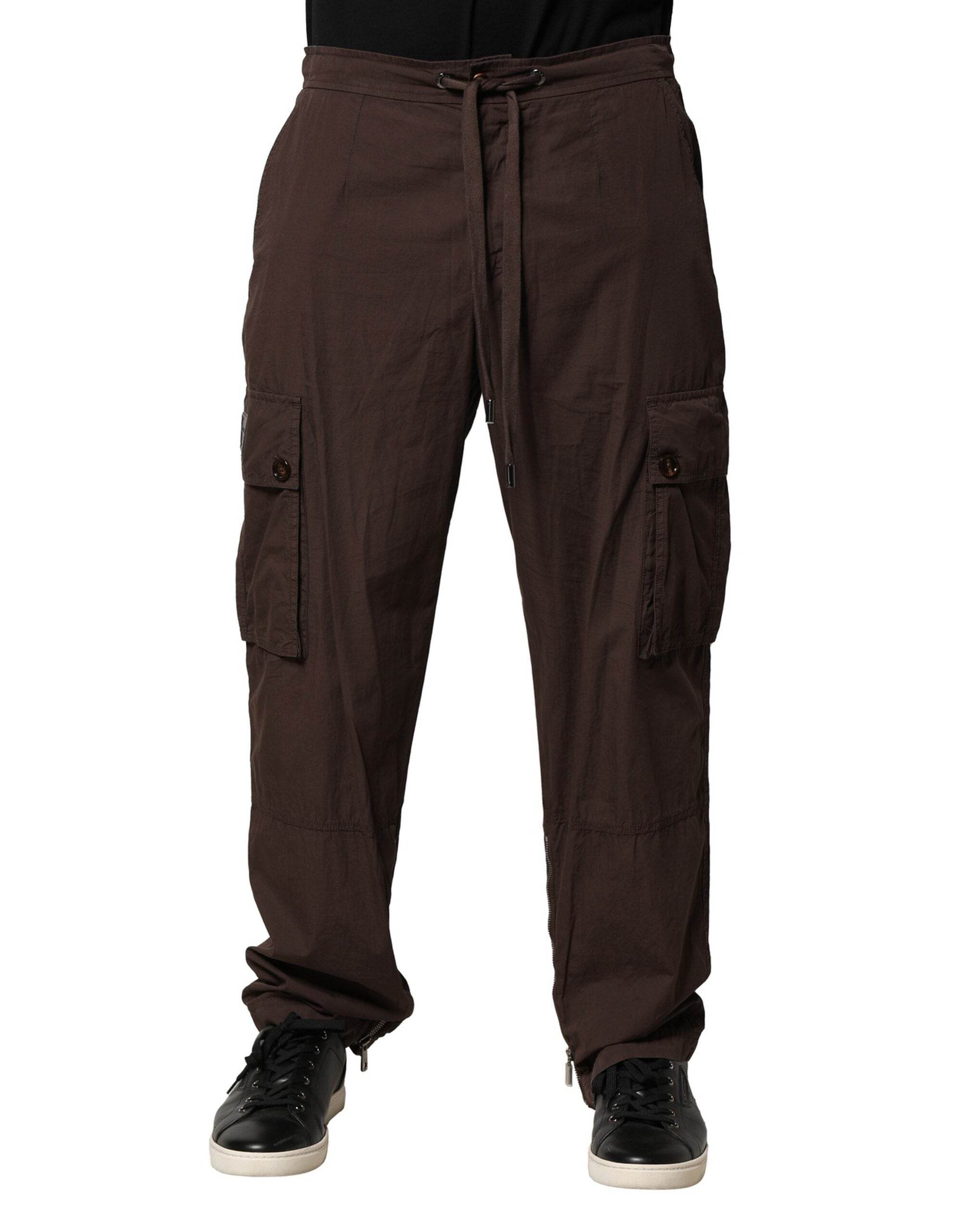 Dolce & Gabbana Brown Cotton Cargo Jogger Men Pants - Hilstor