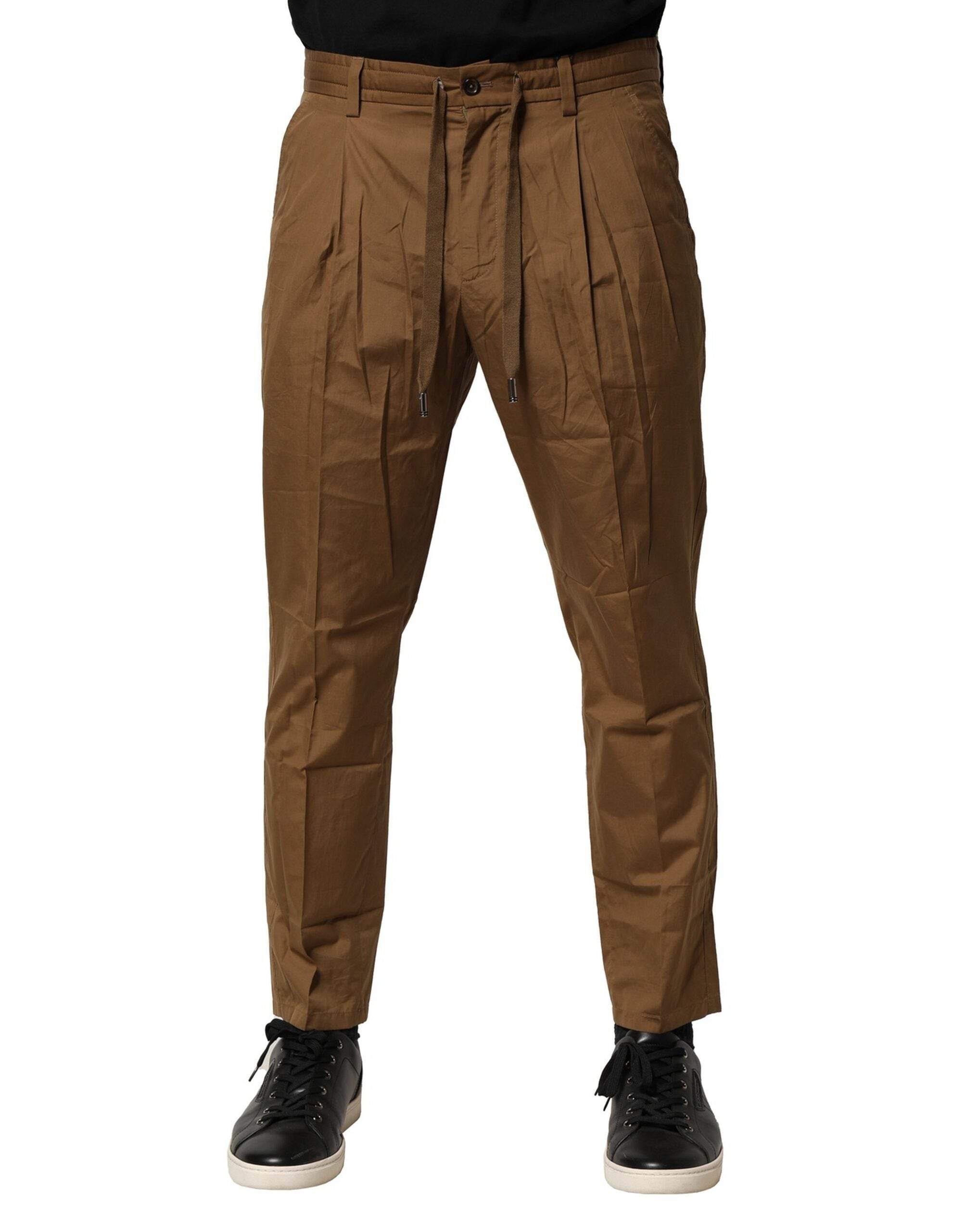 Dolce & Gabbana Brown Cotton Chino Mid Waist Men Pants - Hilstor