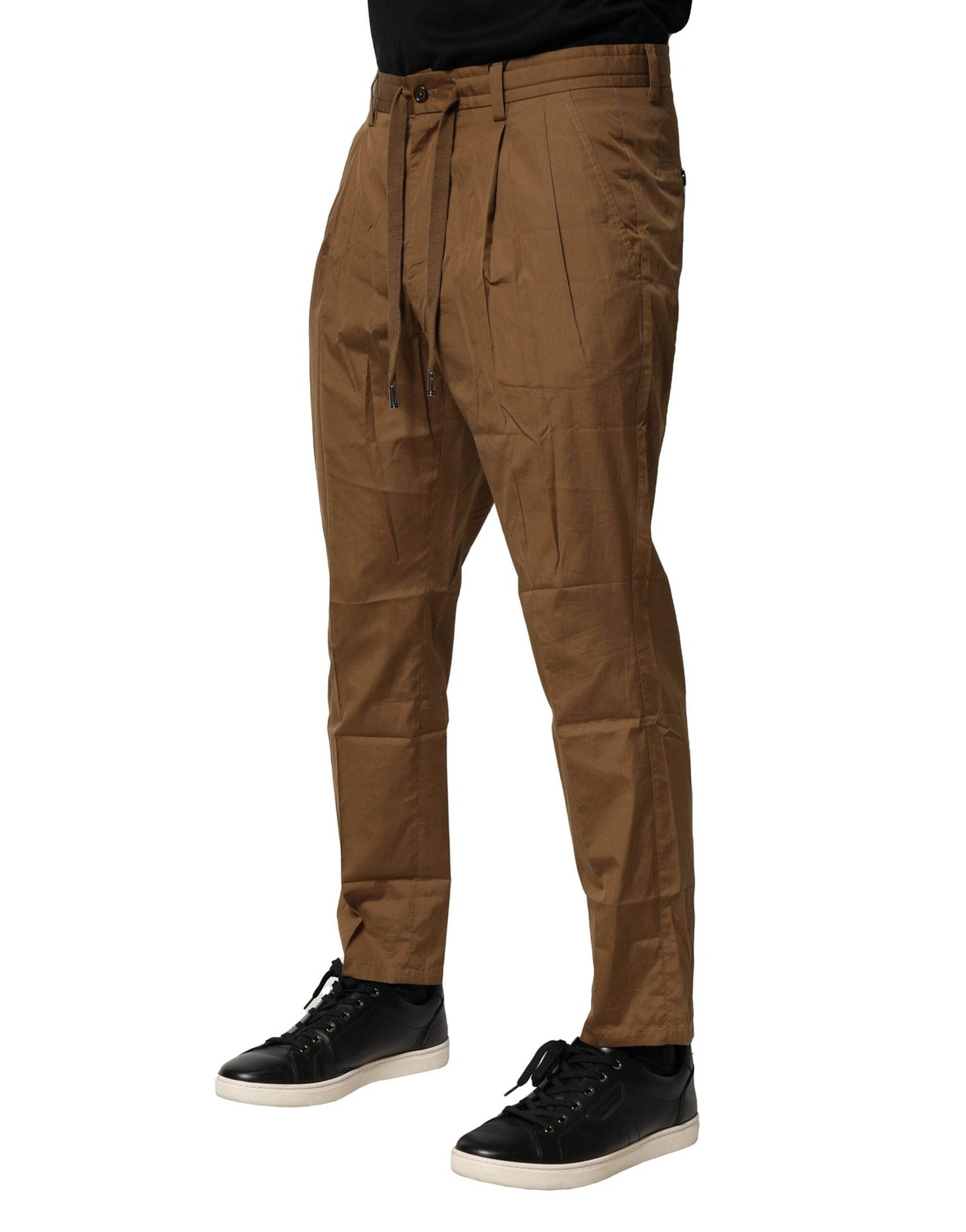 Dolce & Gabbana Brown Cotton Chino Mid Waist Men Pants - Hilstor