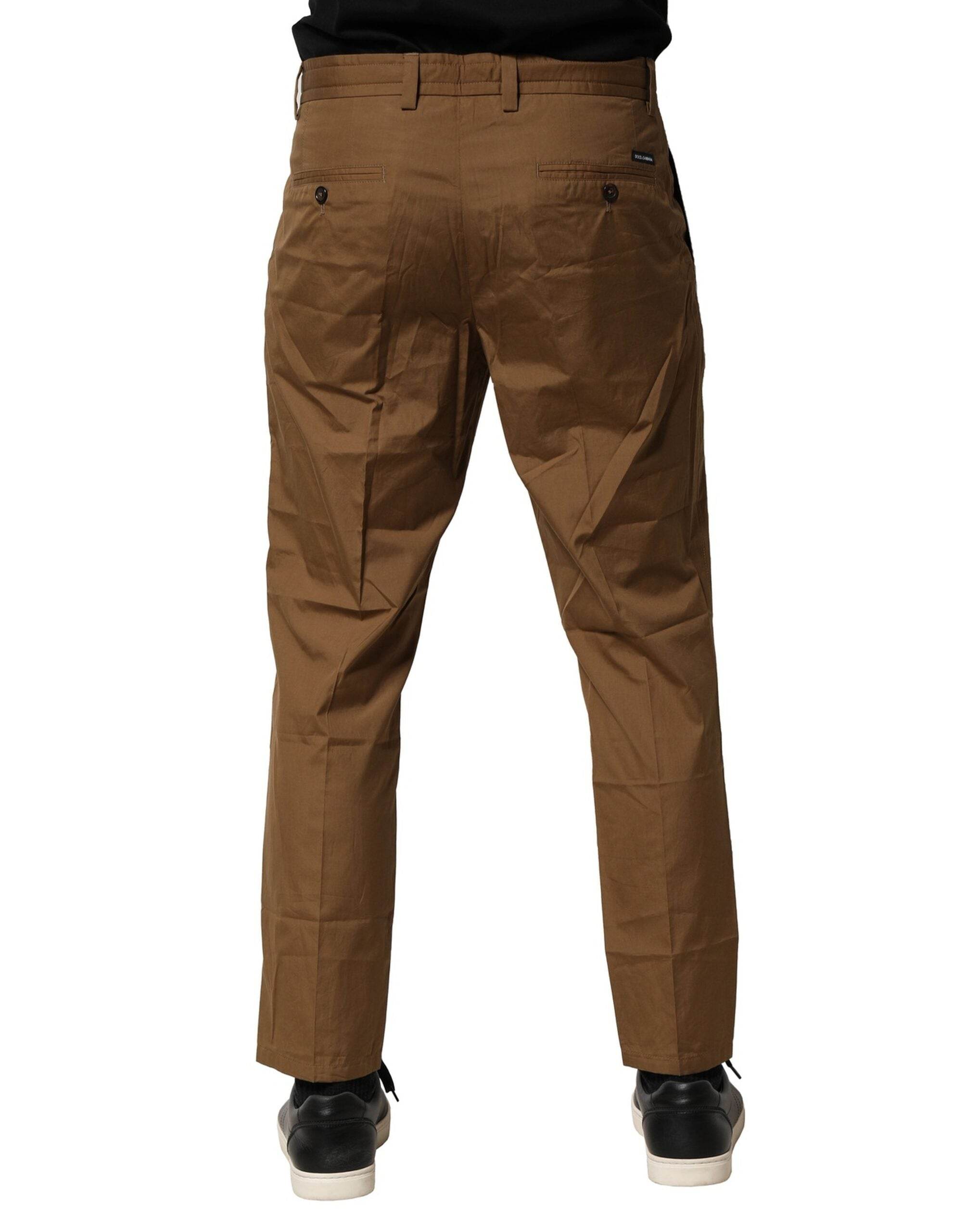Dolce & Gabbana Brown Cotton Chino Mid Waist Men Pants - Hilstor