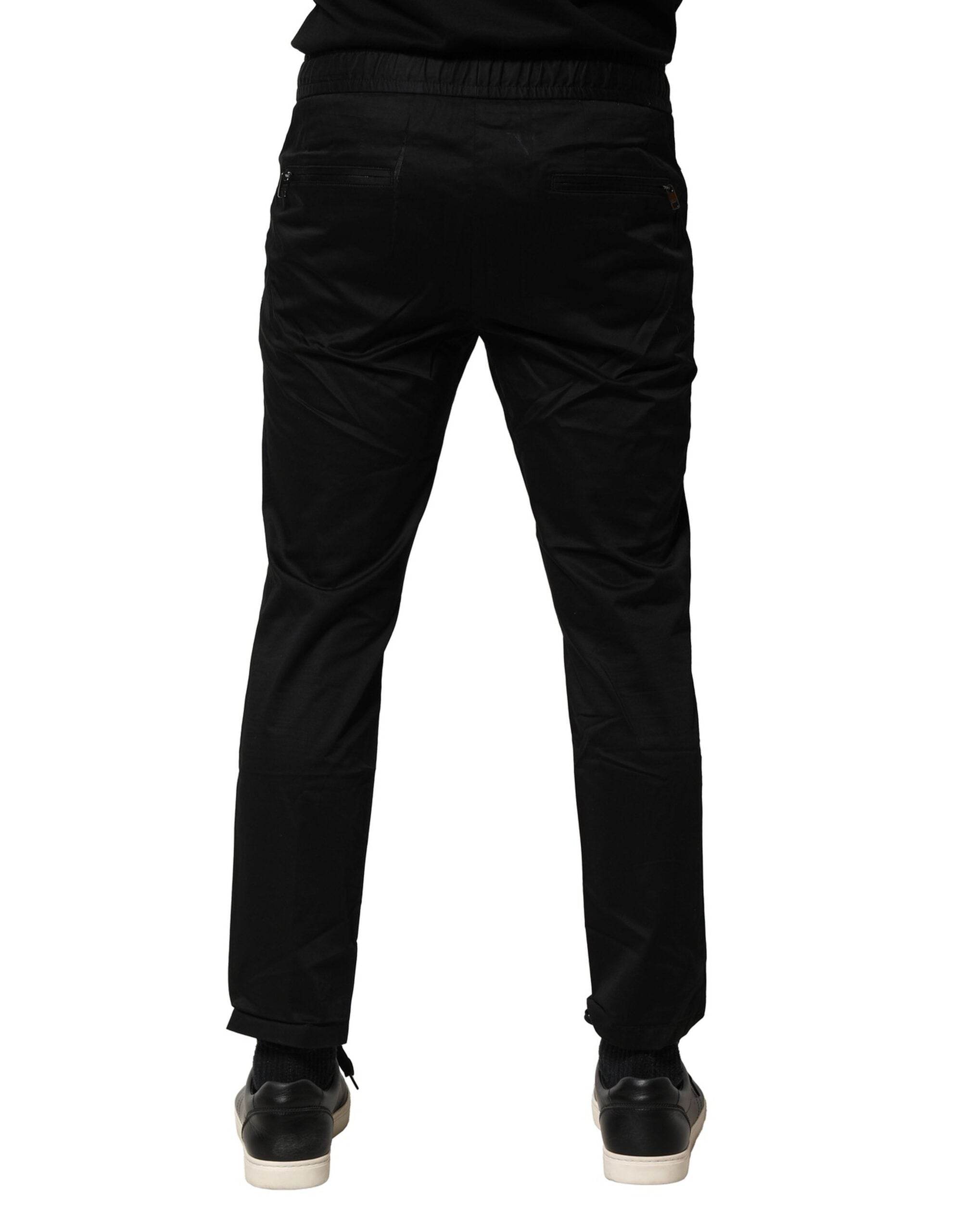Dolce & Gabbana Black Cotton Mid Waist Jogger Pants - Hilstor