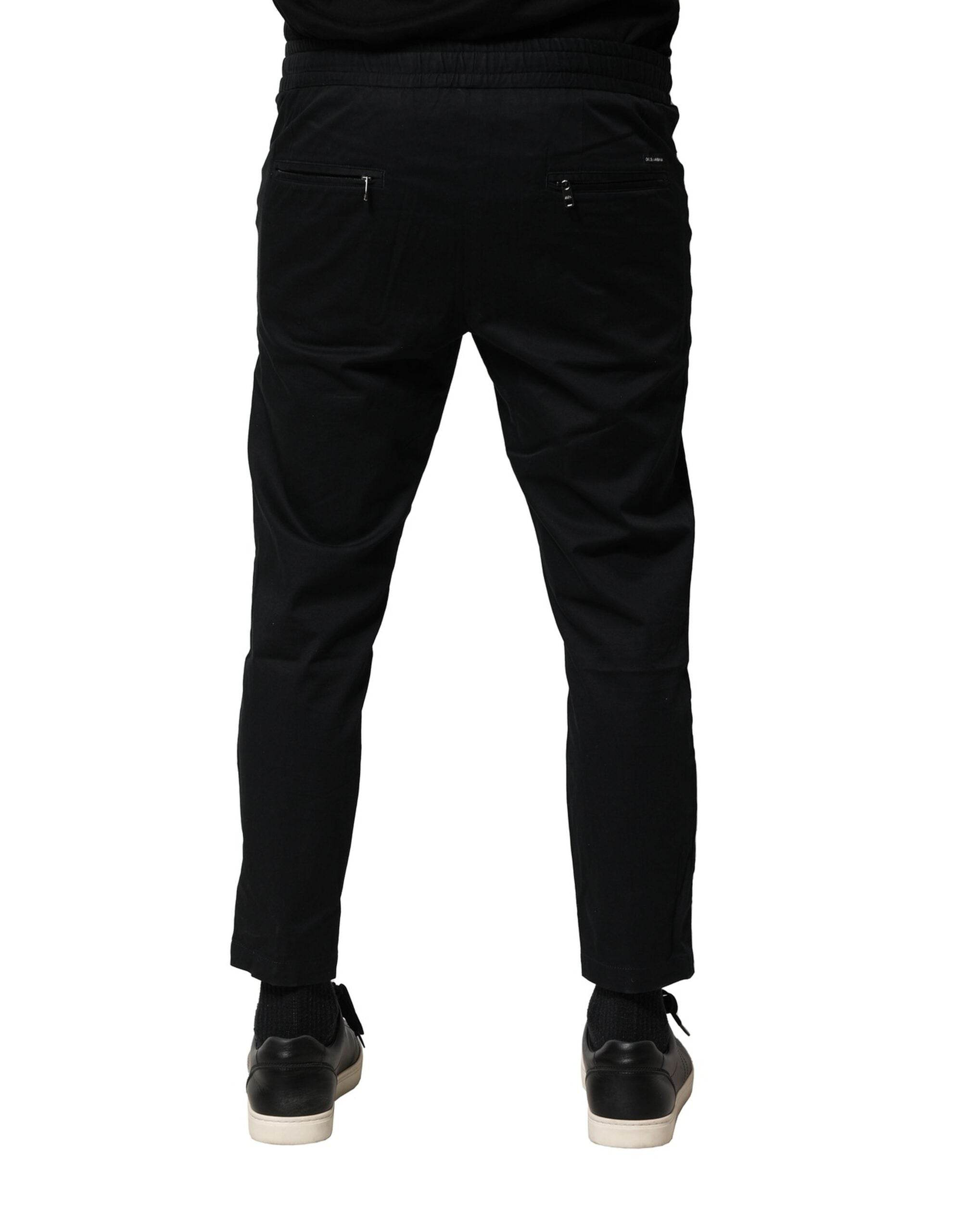 Dolce & Gabbana Black Cotton Mid Waist Jogger Pants - Hilstor