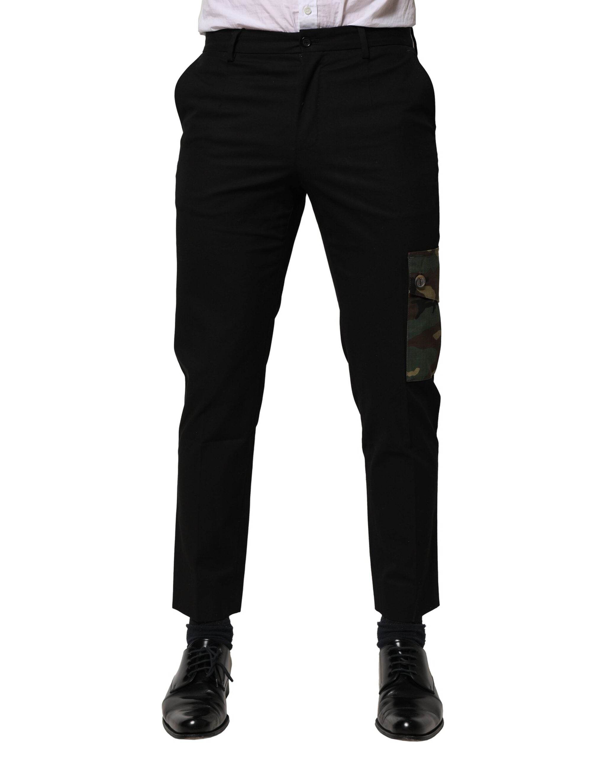 Dolce & Gabbana Black Cotton Cargo Dress Men Pants - Hilstor