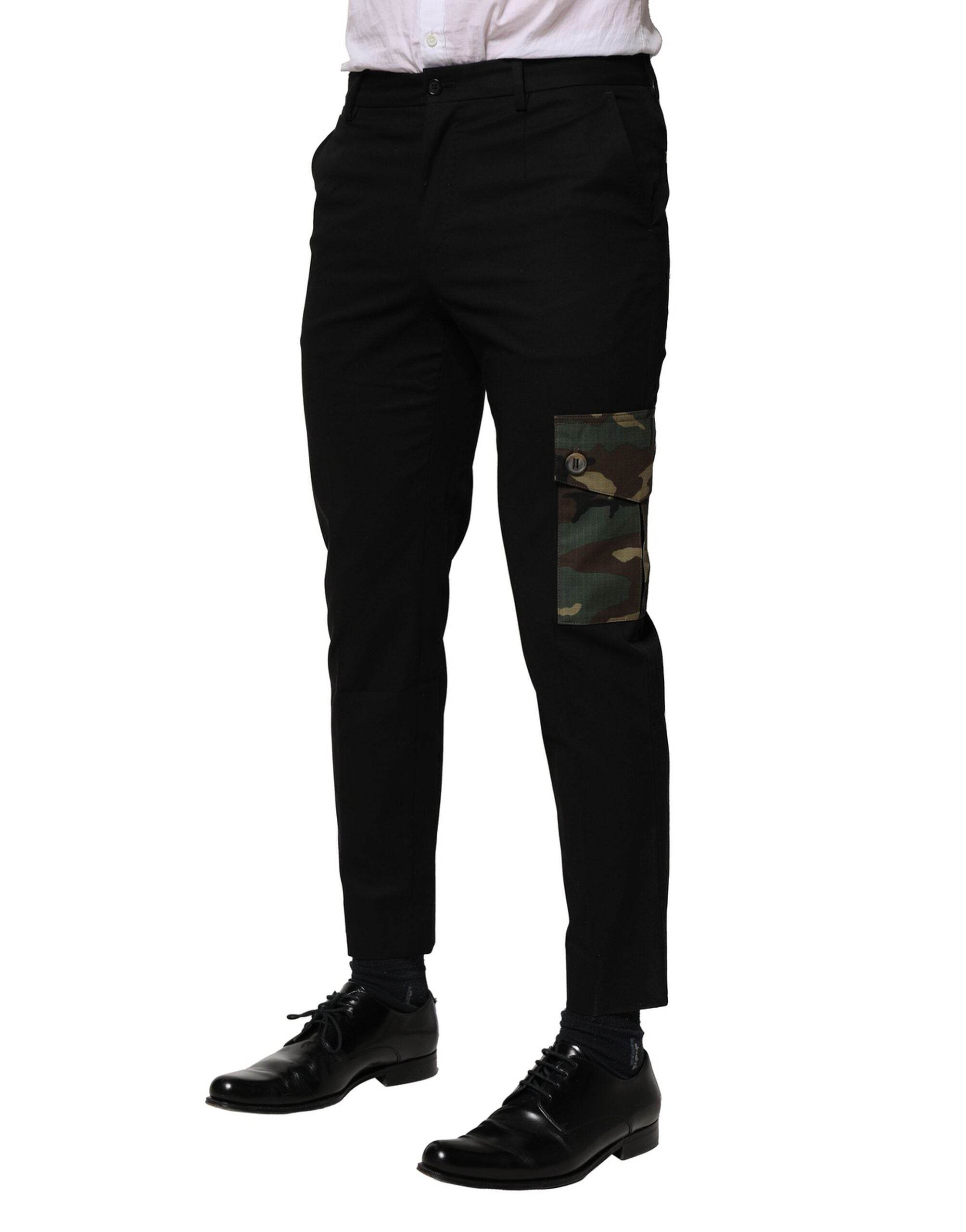 Dolce & Gabbana Black Cotton Cargo Dress Men Pants - Hilstor