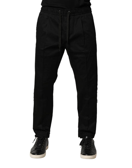 Dolce & Gabbana Black Cotton Mid Waist Jogger Pants - Hilstor