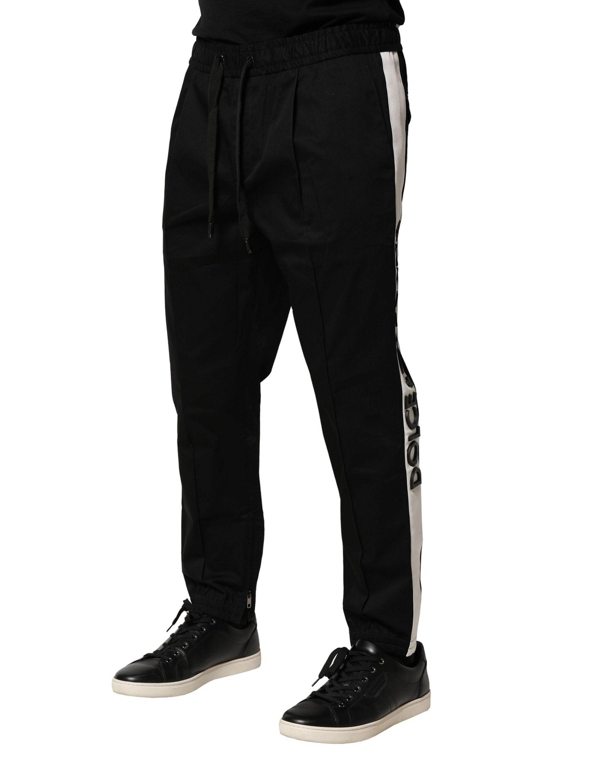 Dolce & Gabbana Black Cotton Mid Waist Jogger Pants - Hilstor