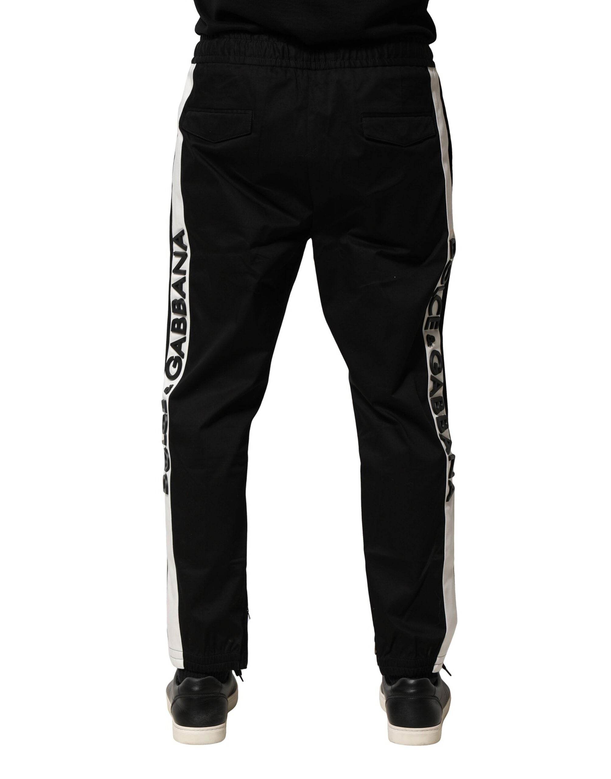 Dolce & Gabbana Black Cotton Mid Waist Jogger Pants - Hilstor