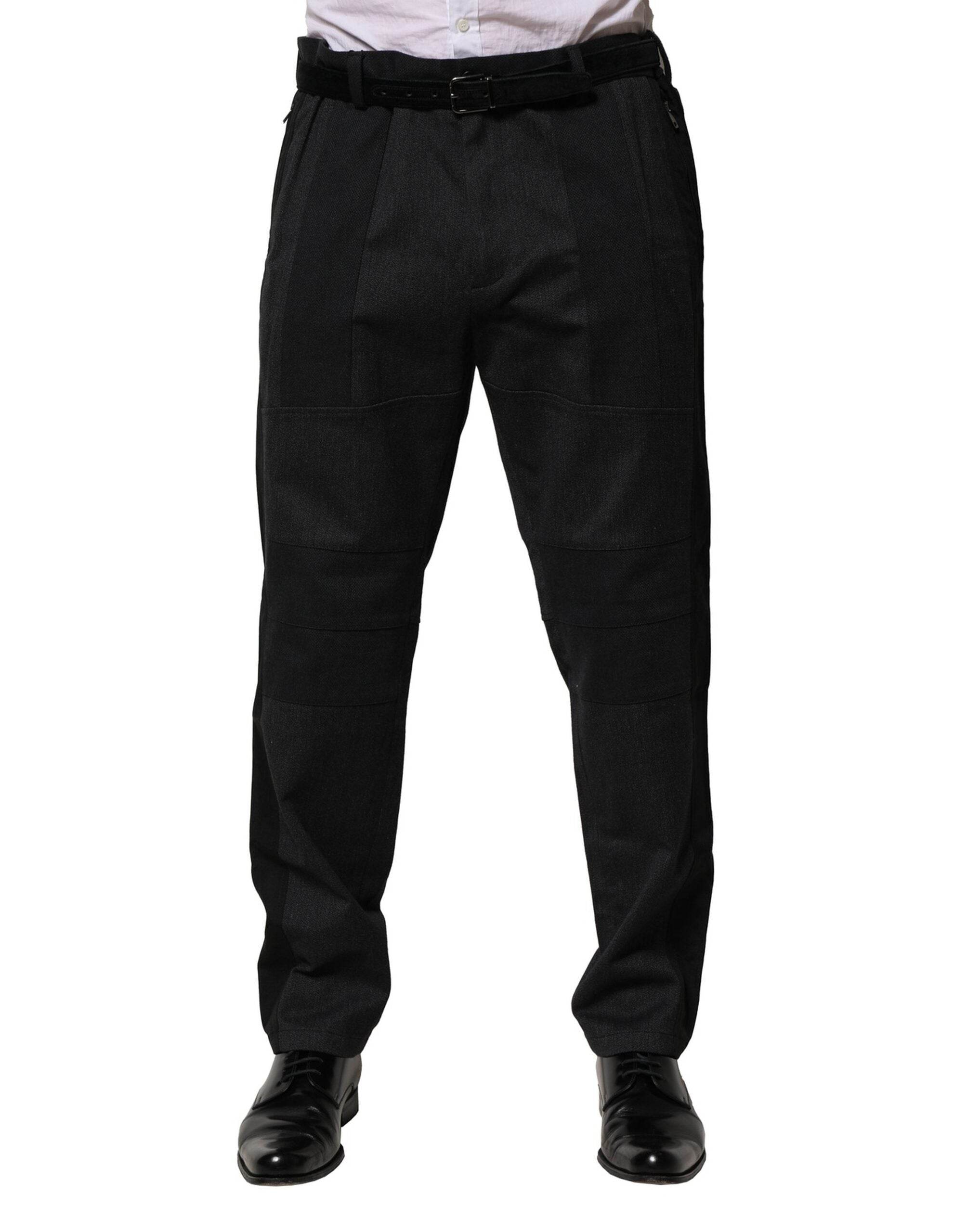 Dolce & Gabbana Black Cotton Dress Slim Formal Pants - Hilstor