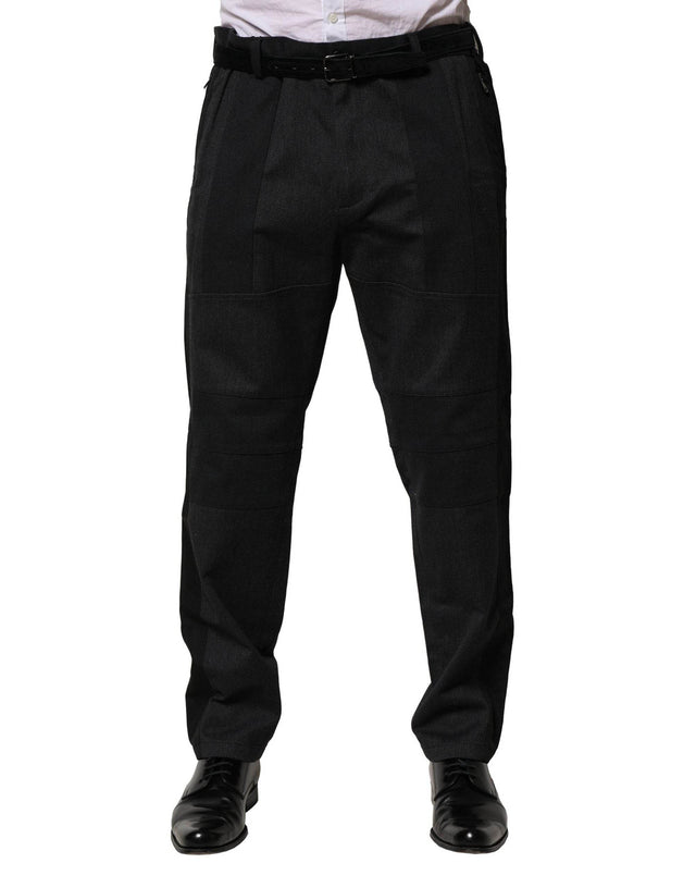 Dolce & Gabbana Black Cotton Dress Slim Formal Pants - Hilstor