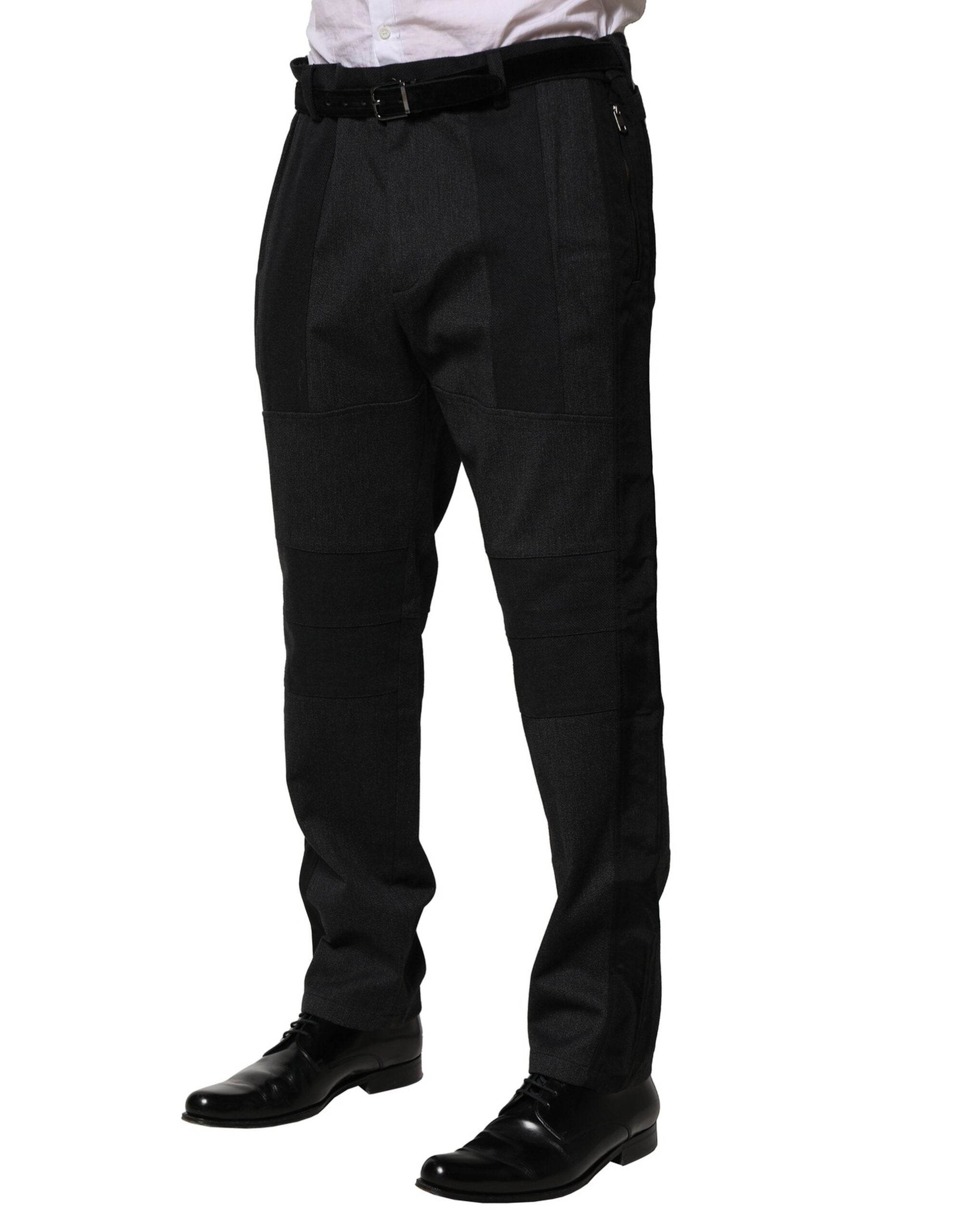 Dolce & Gabbana Black Cotton Dress Slim Formal Pants - Hilstor