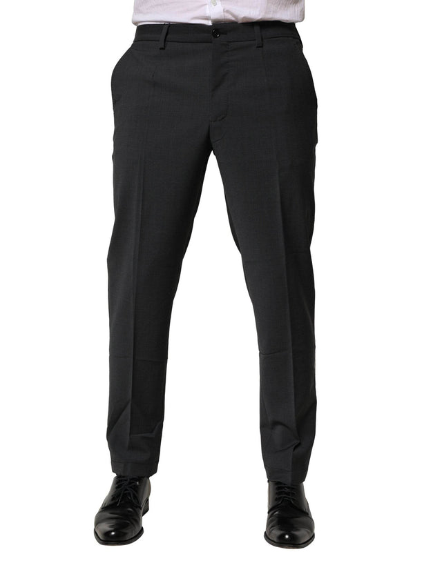 Dolce & Gabbana Black Wool Dress Slim Formal Pants - Hilstor
