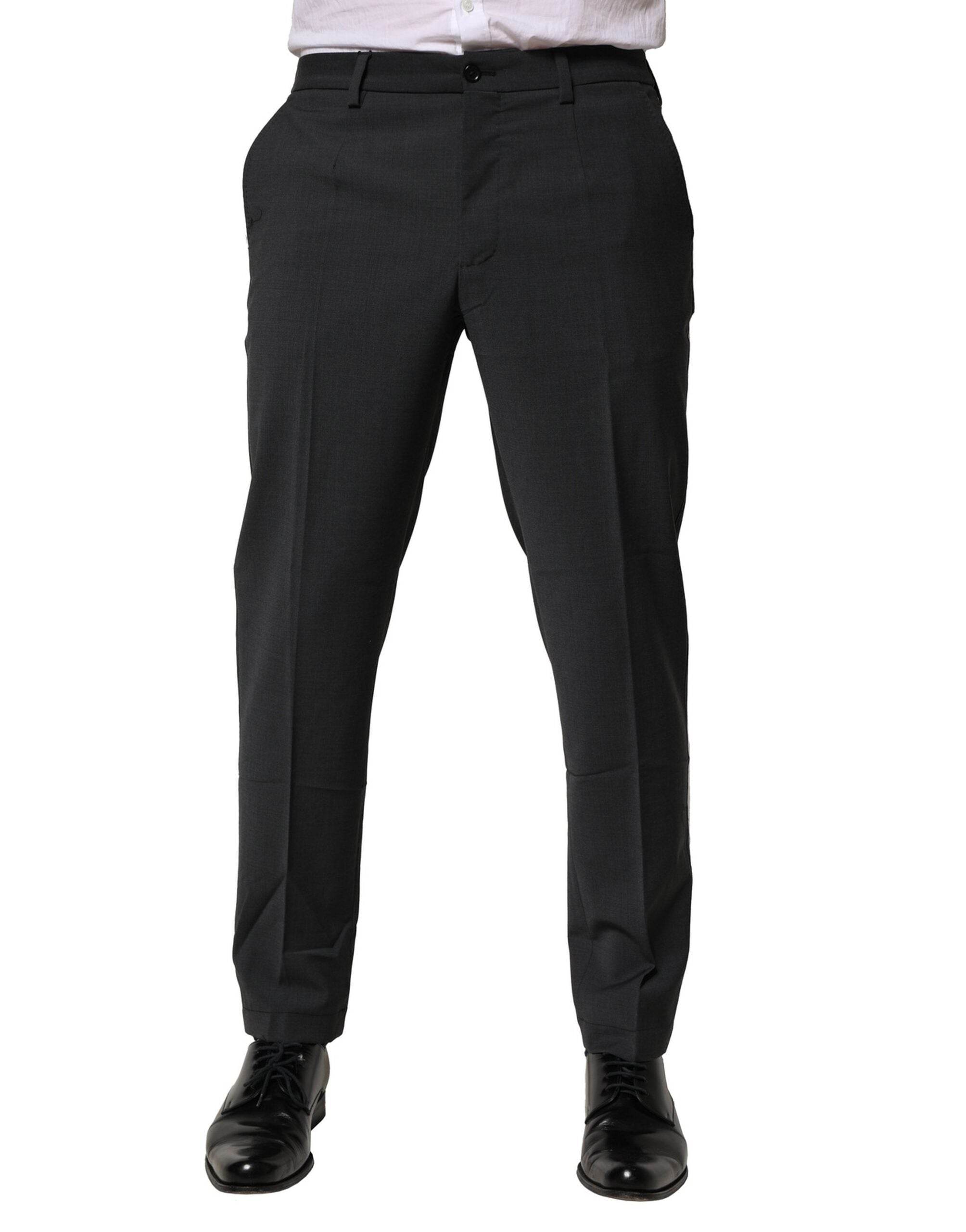 Dolce & Gabbana Black Wool Dress Slim Formal Pants - Hilstor